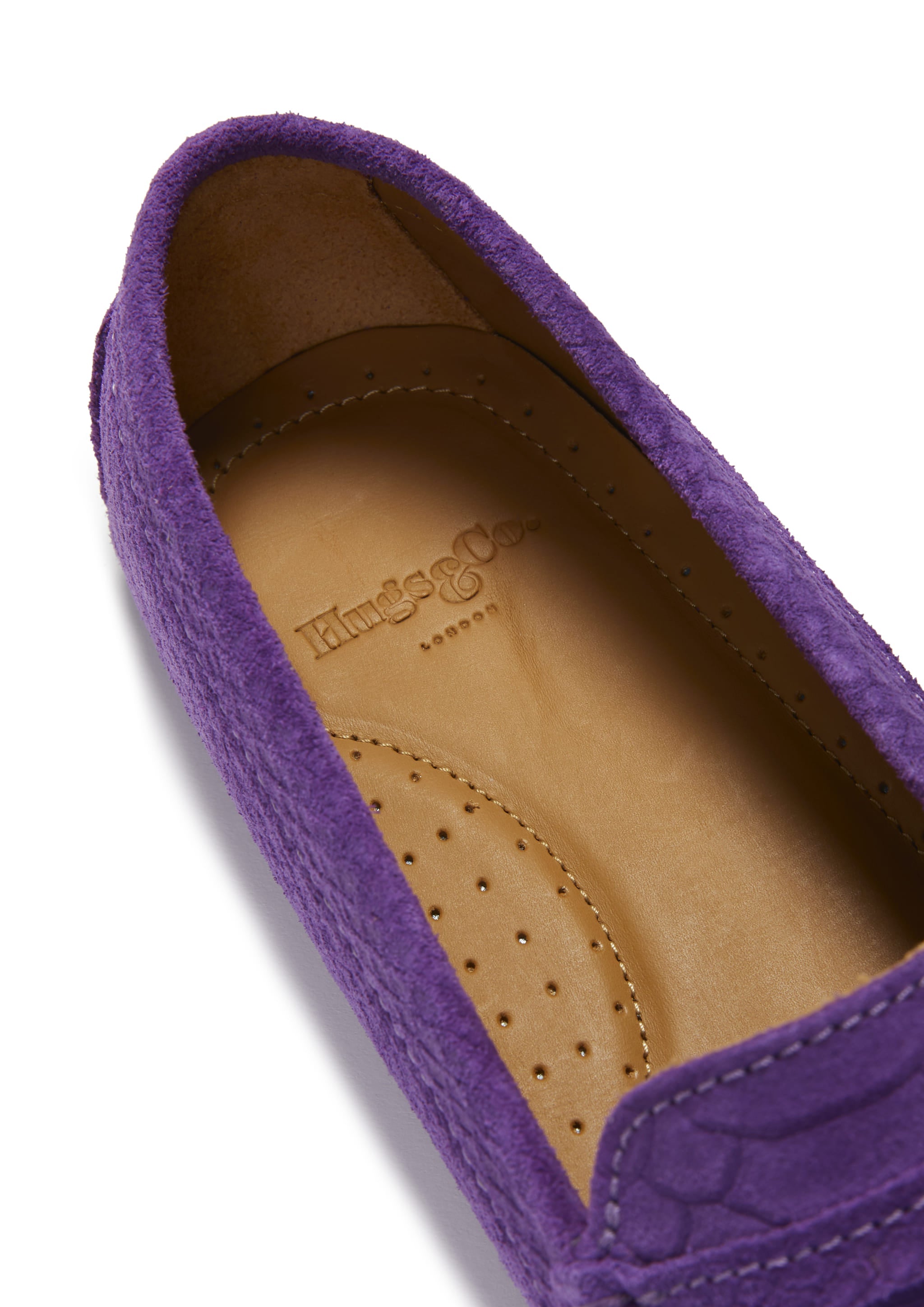 Damen-Penny-Slipper, lila geprägtes Veloursleder