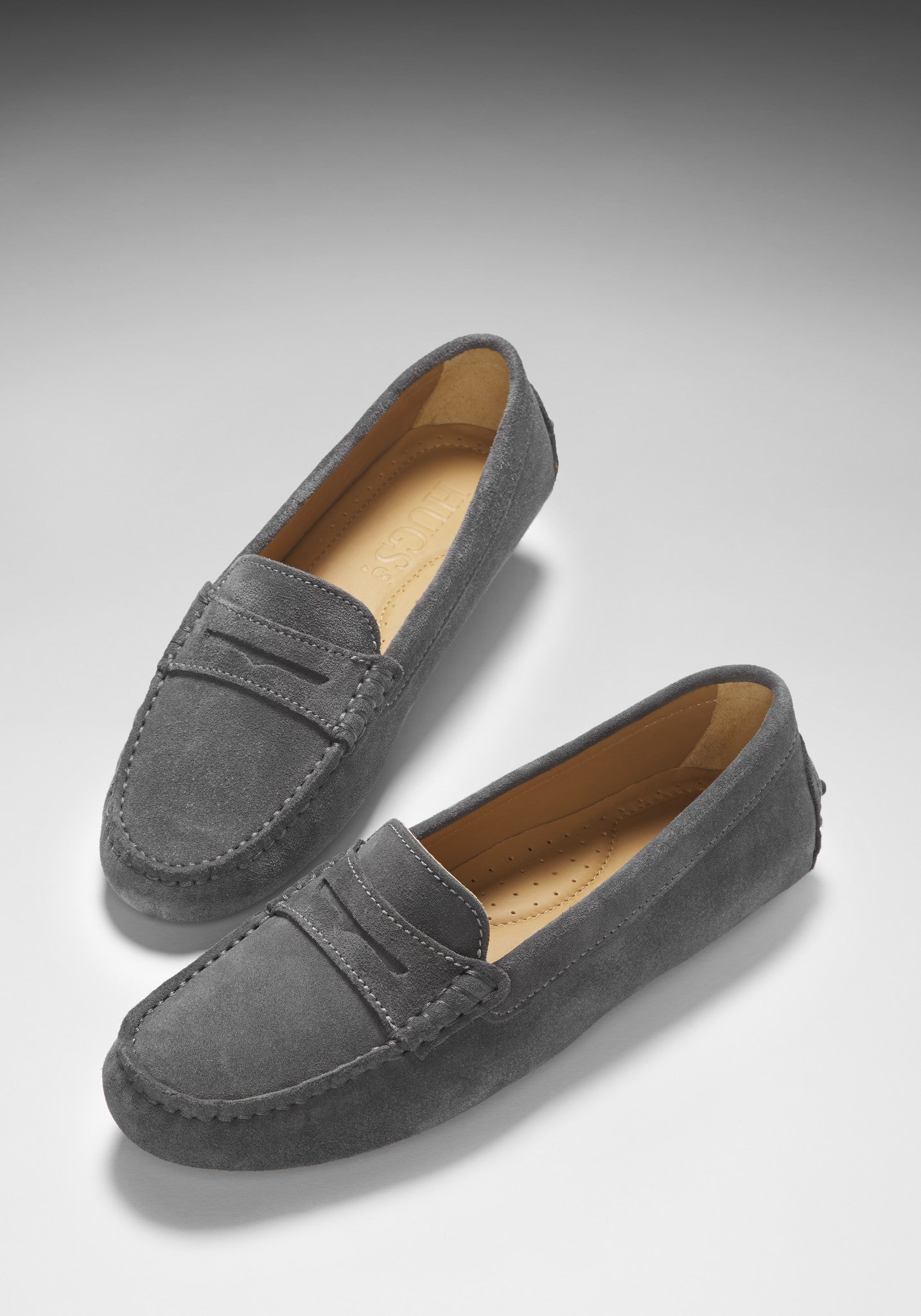 Damen-Penny-Slipper, Schiefergrau Wildleder