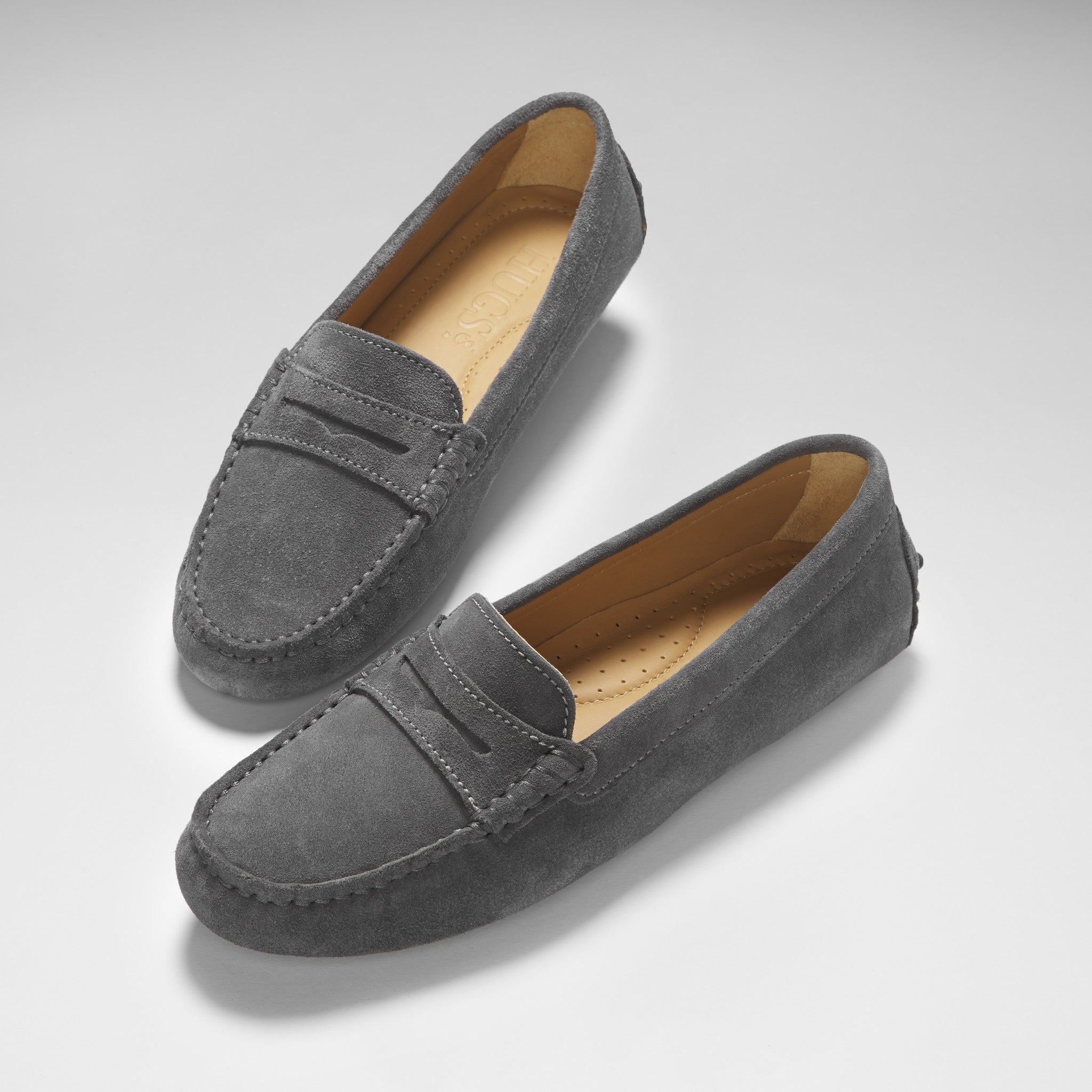 Damen-Penny-Slipper, Schiefergrau Wildleder