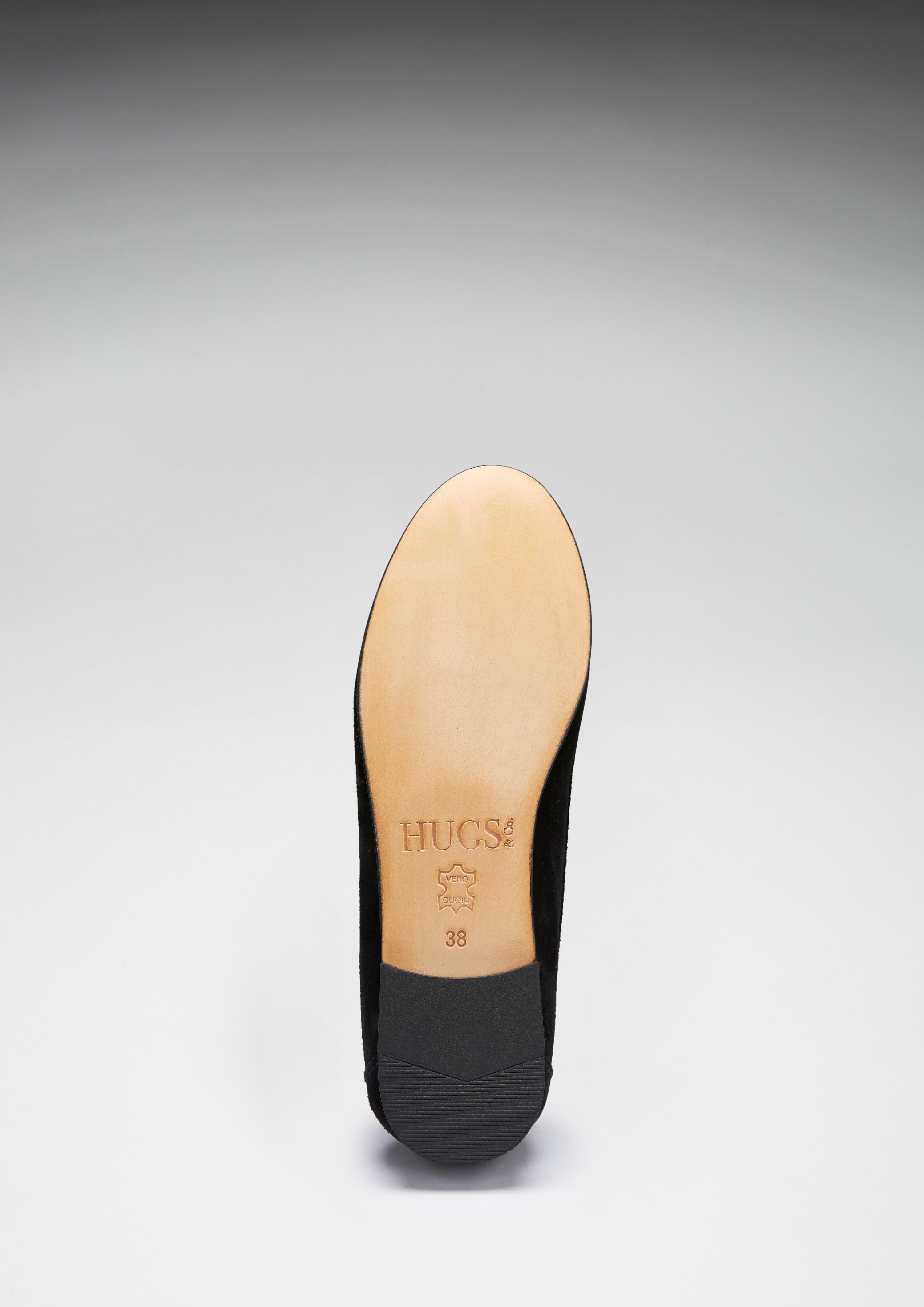 Damen Penny Loafers Leder Sohle, schwarzes Wildleder