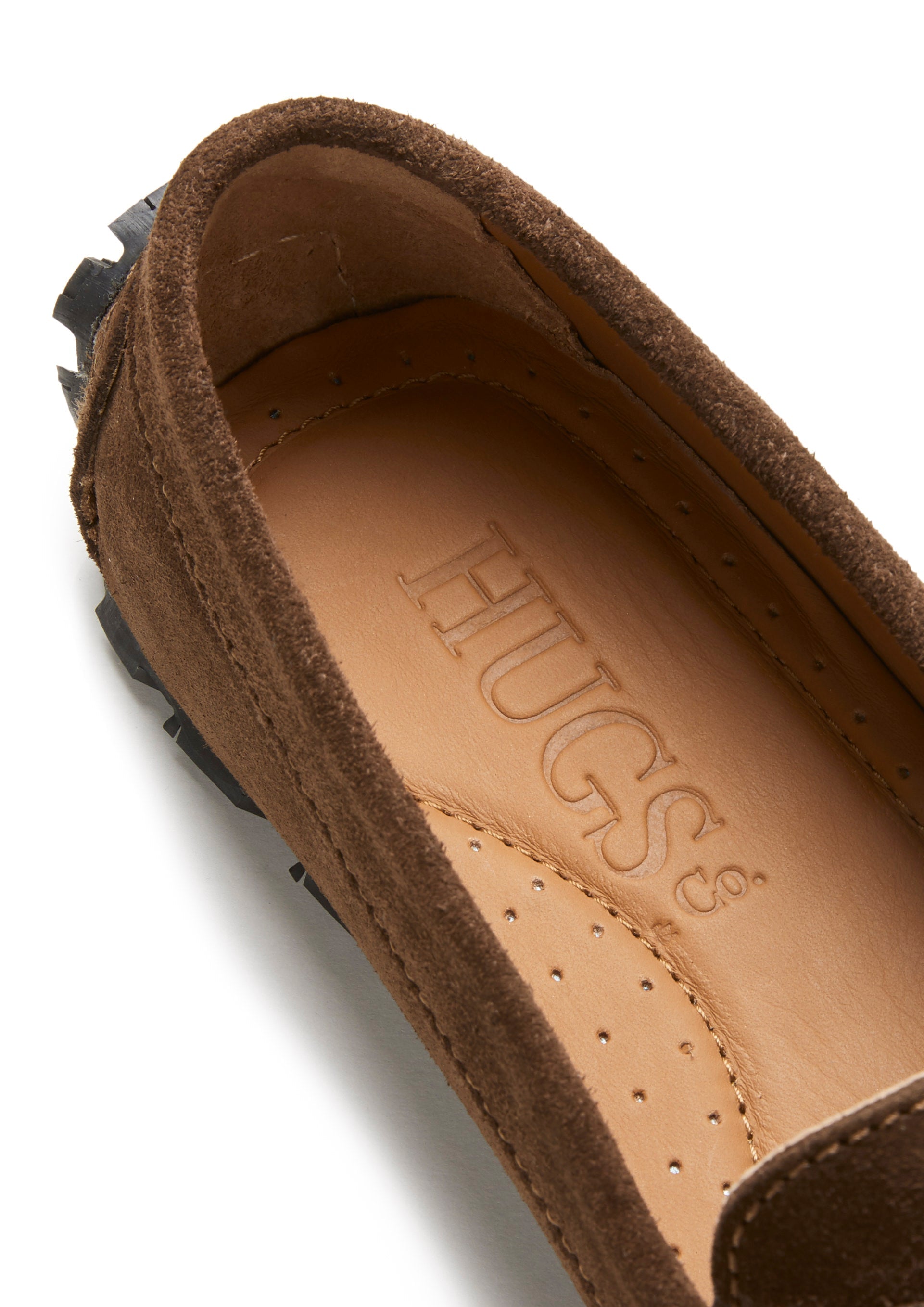 Damen Penny Loafers mit Reifensohle, braunes Wildleder