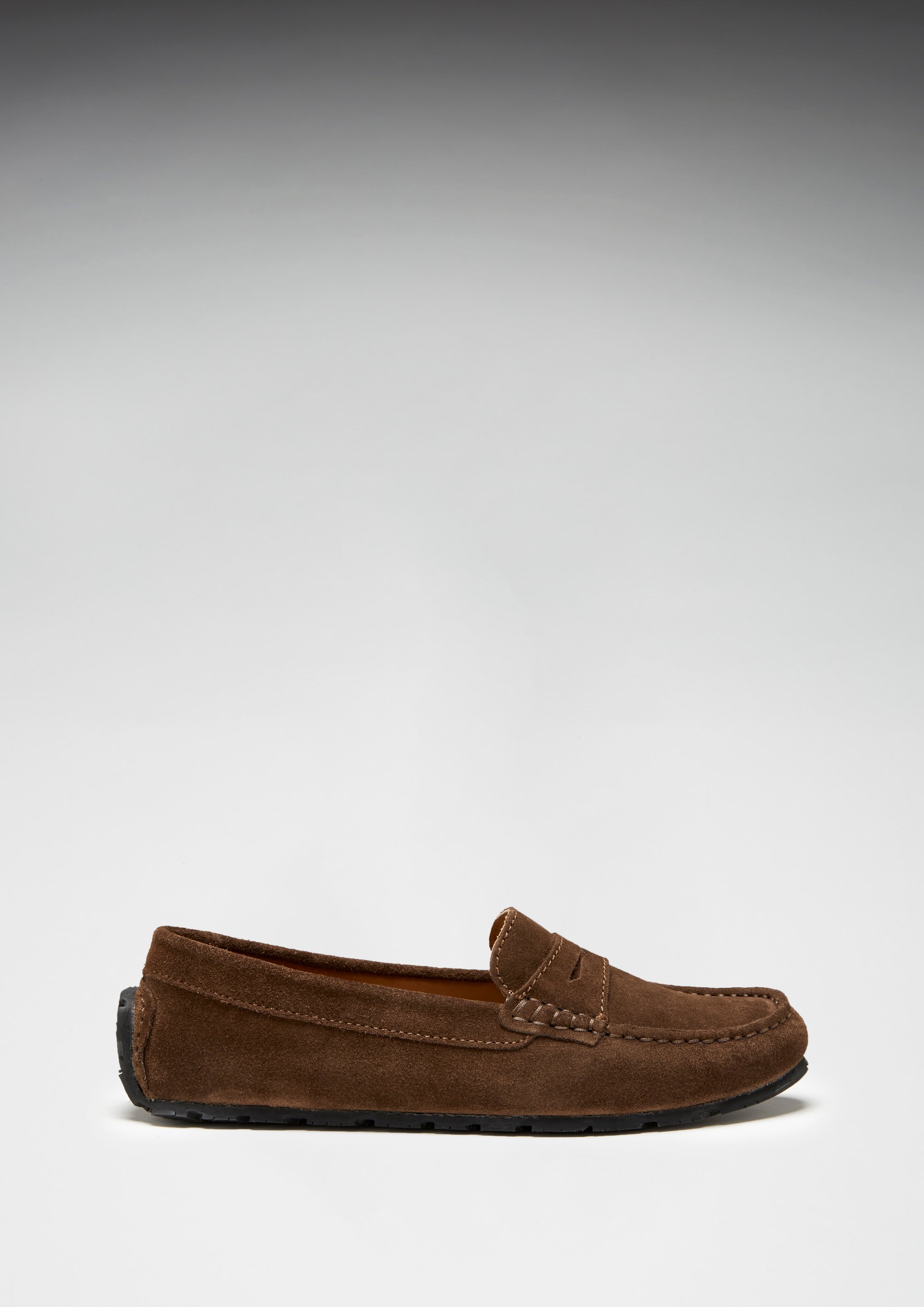 Damen Penny Loafers mit Reifensohle, braunes Wildleder