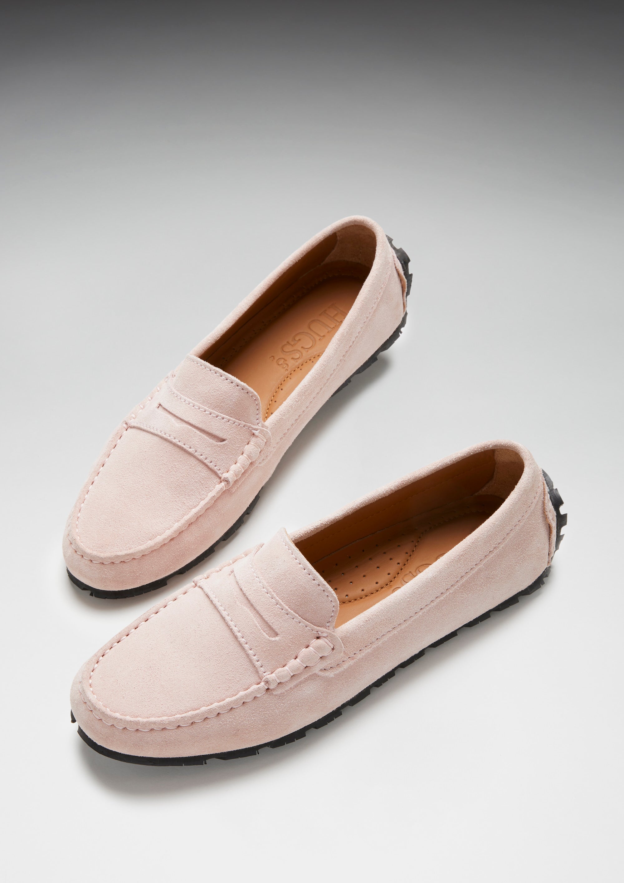Damen Penny Loafers mit Profilsohle, eisrosa Veloursleder