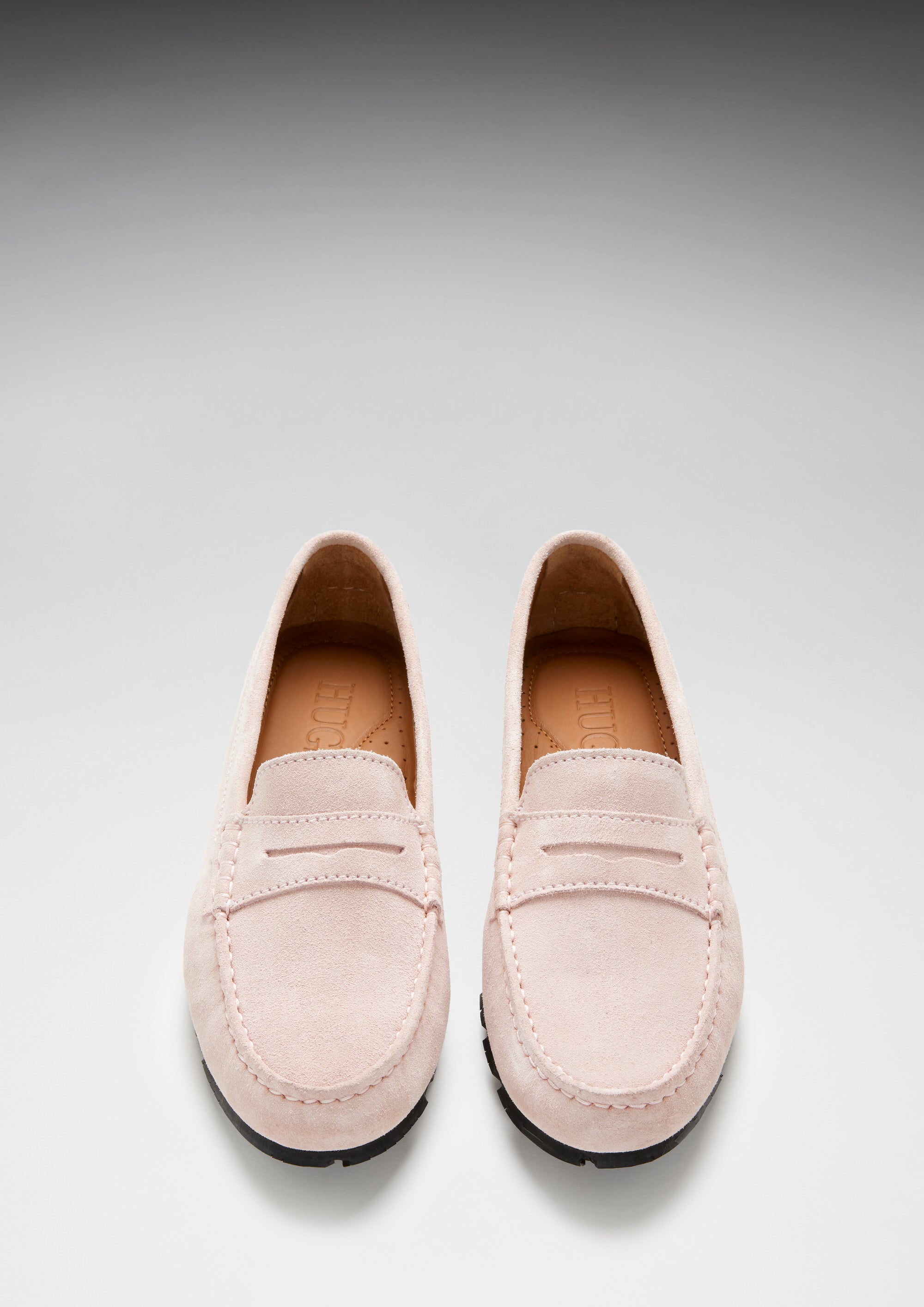 Damen Penny Loafers mit Profilsohle, eisrosa Veloursleder