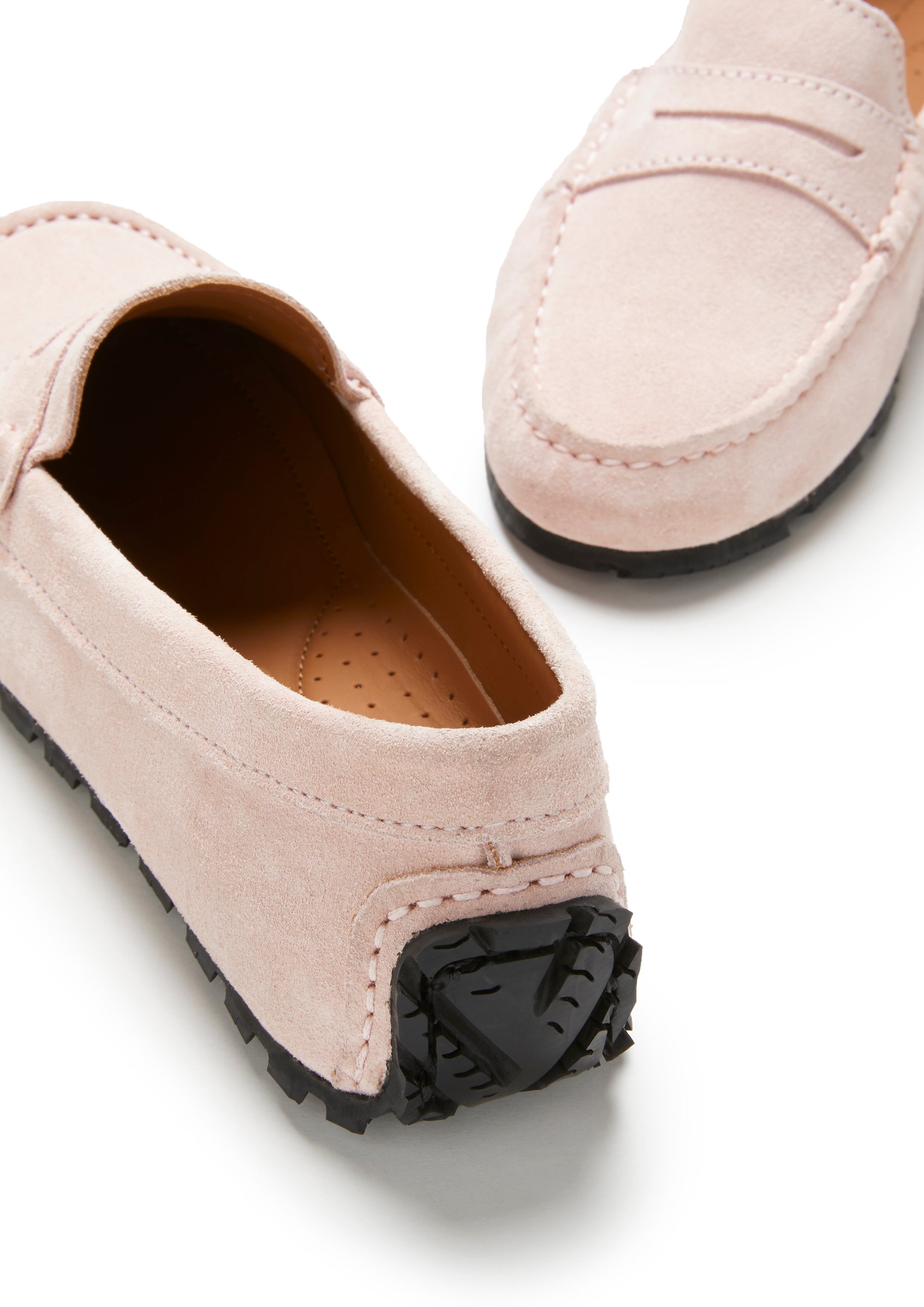 Damen Penny Loafers mit Profilsohle, eisrosa Veloursleder