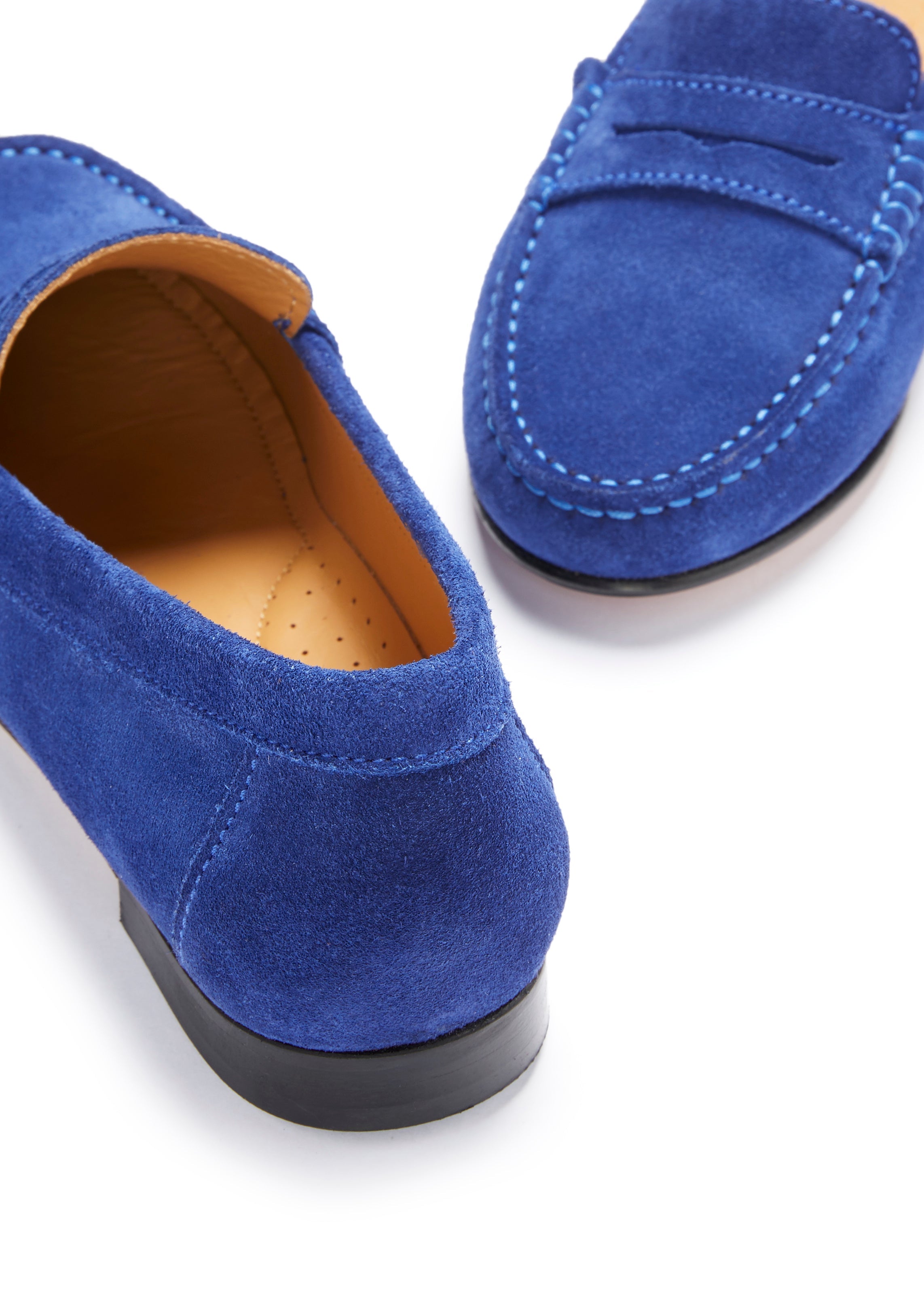 Damen Penny Loafer Leder Sohle, Tinte blau Wildleder