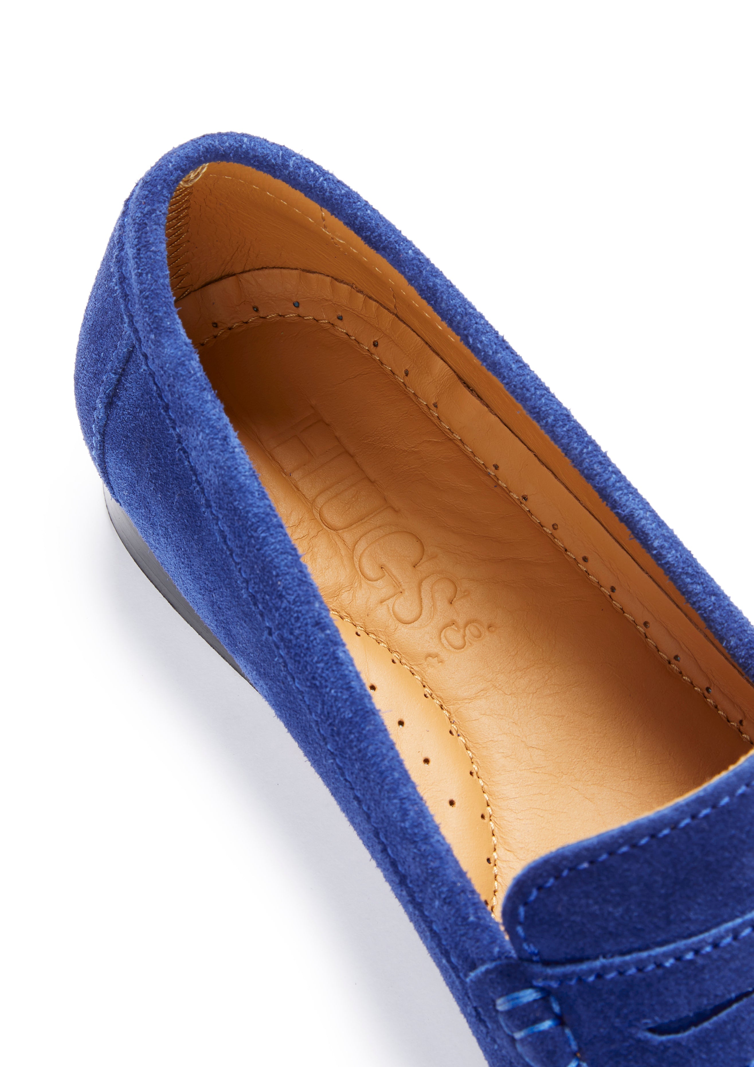 Damen Penny Loafer Leder Sohle, Tinte blau Wildleder