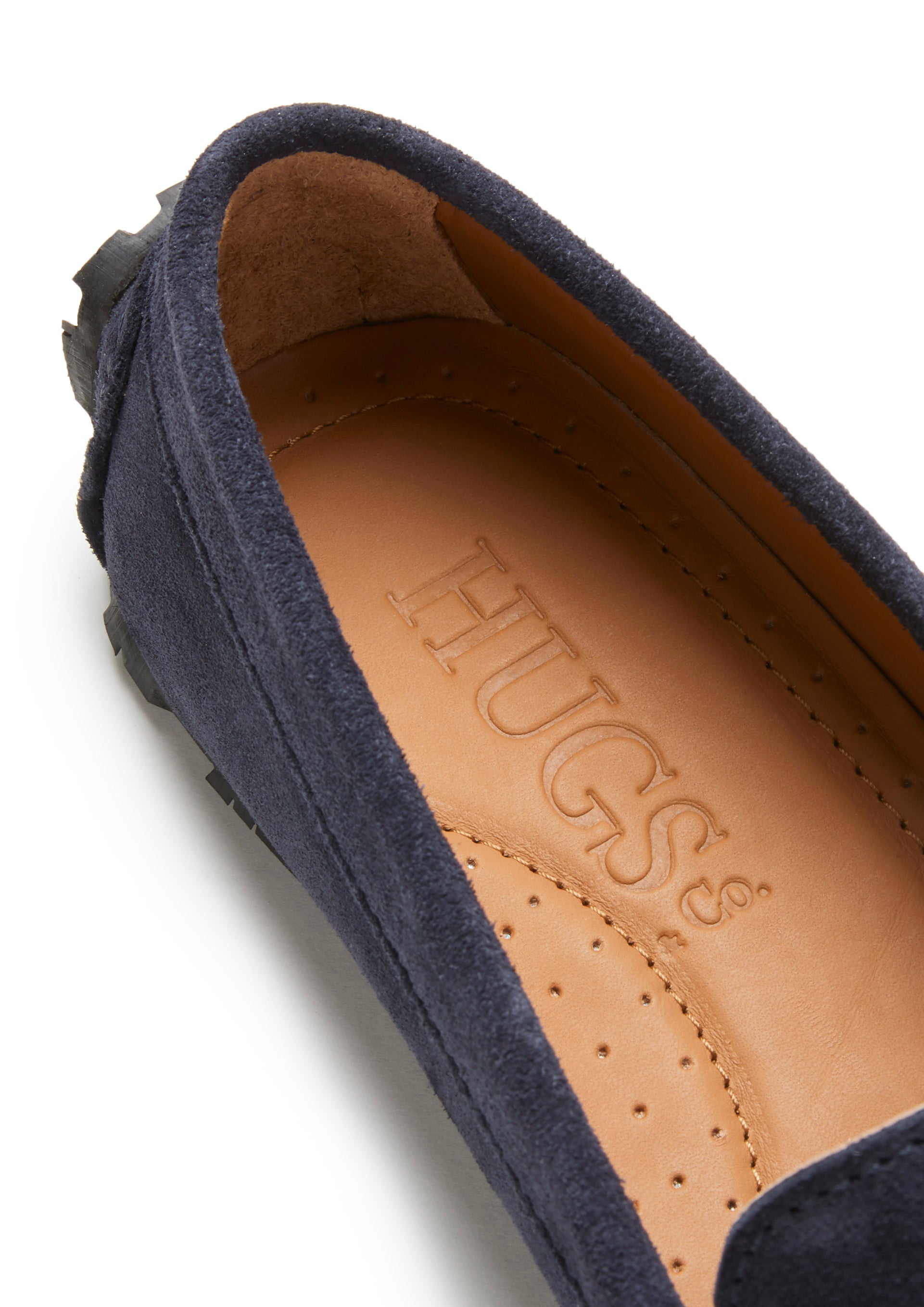 Damen-Pennyloafer mit Profilsohle, marineblaues Veloursleder