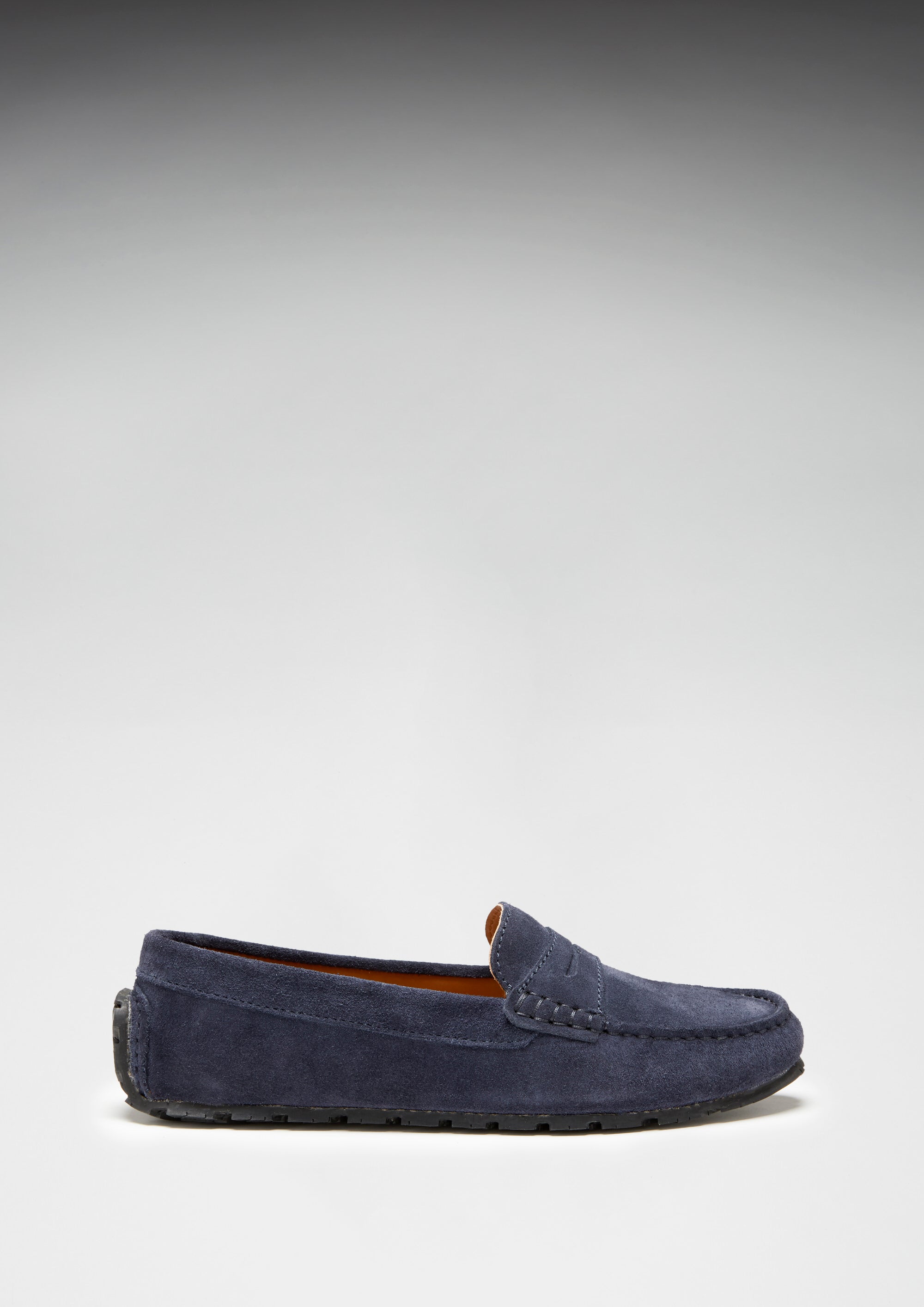 Damen-Pennyloafer mit Profilsohle, marineblaues Veloursleder