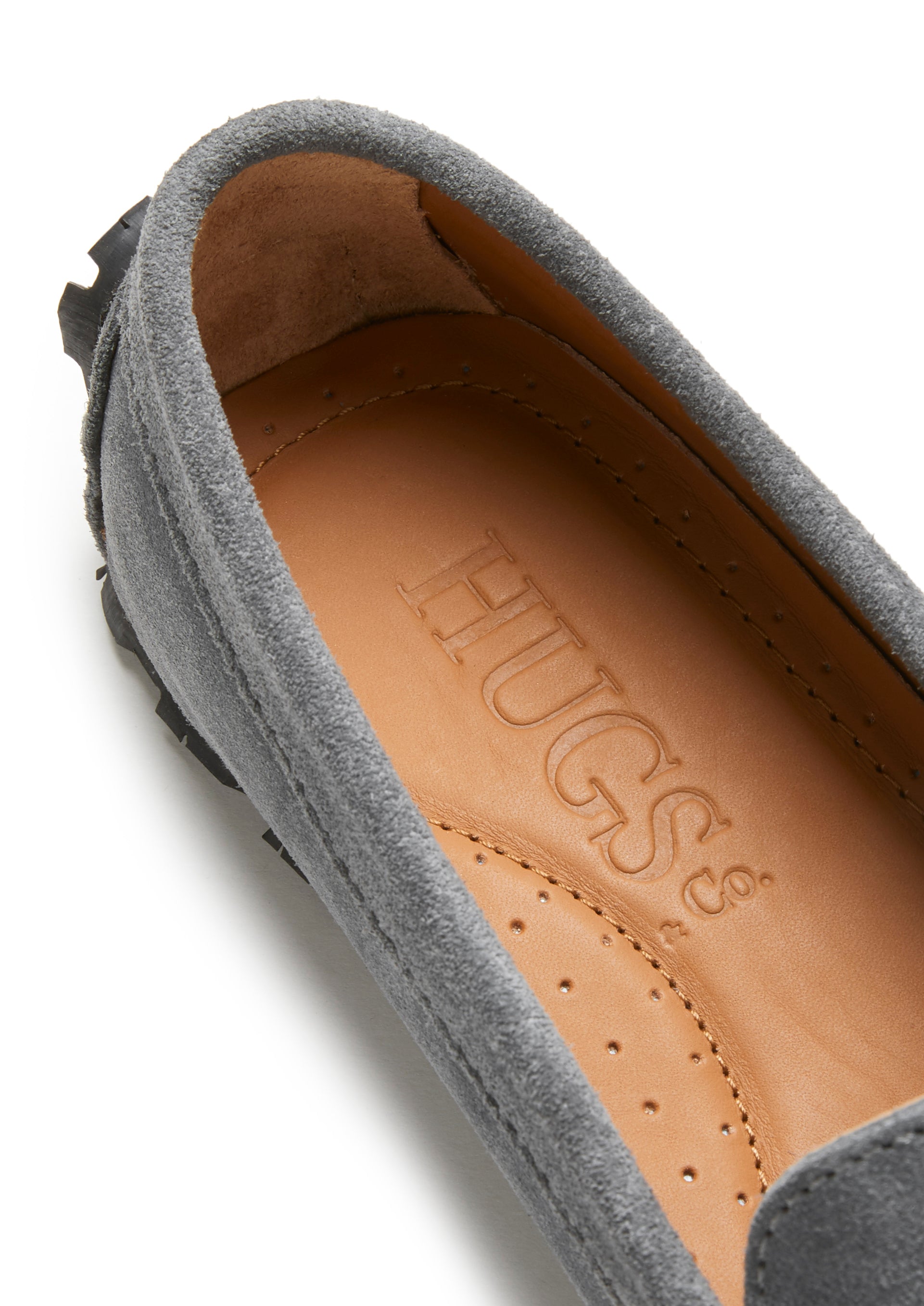 Damen Penny Loafers mit Profilsohle, taubengraues Veloursleder