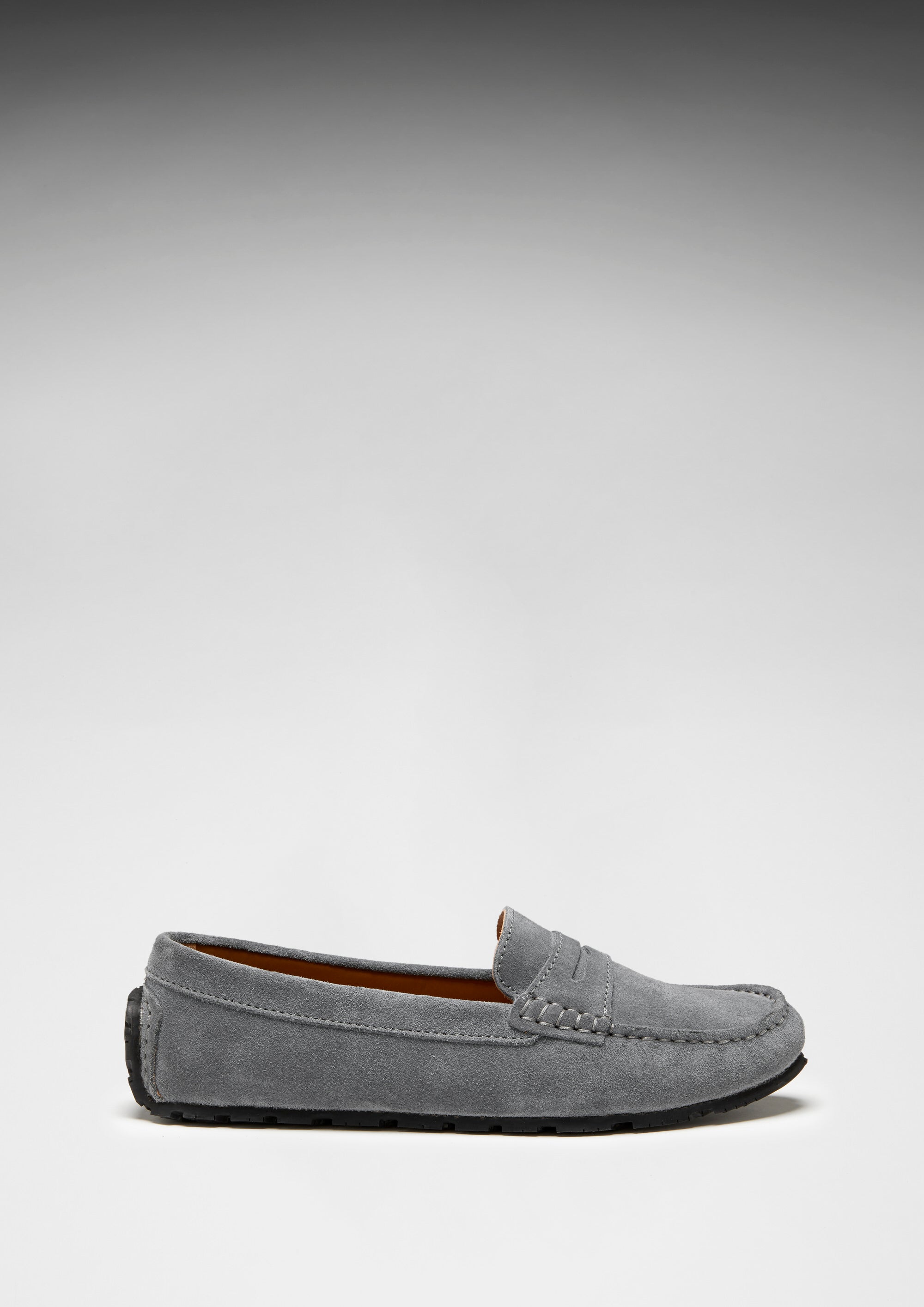 Damen Penny Loafers mit Profilsohle, taubengraues Veloursleder