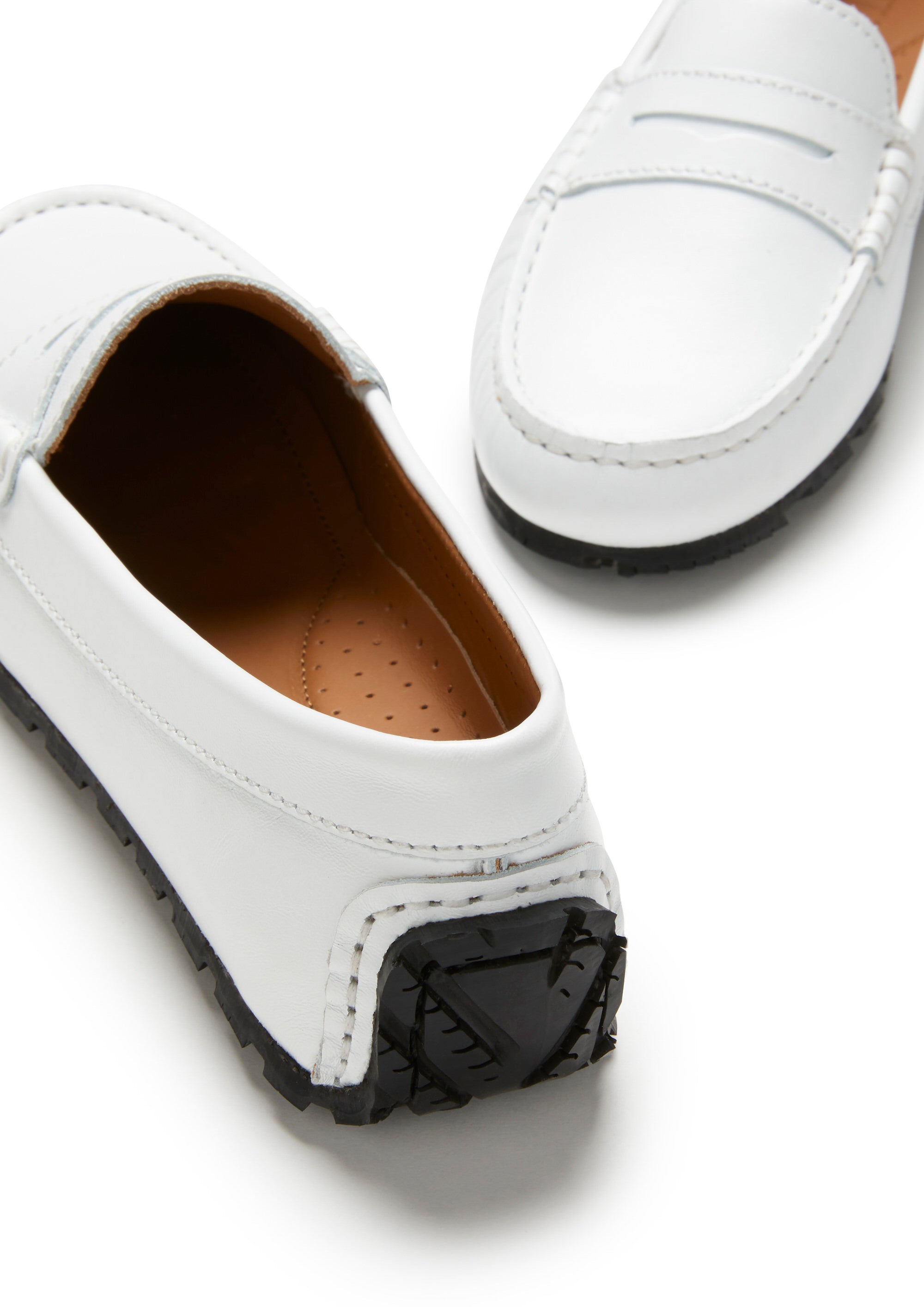 Damen Penny Loafers mit Profilsohle, weißes Leder