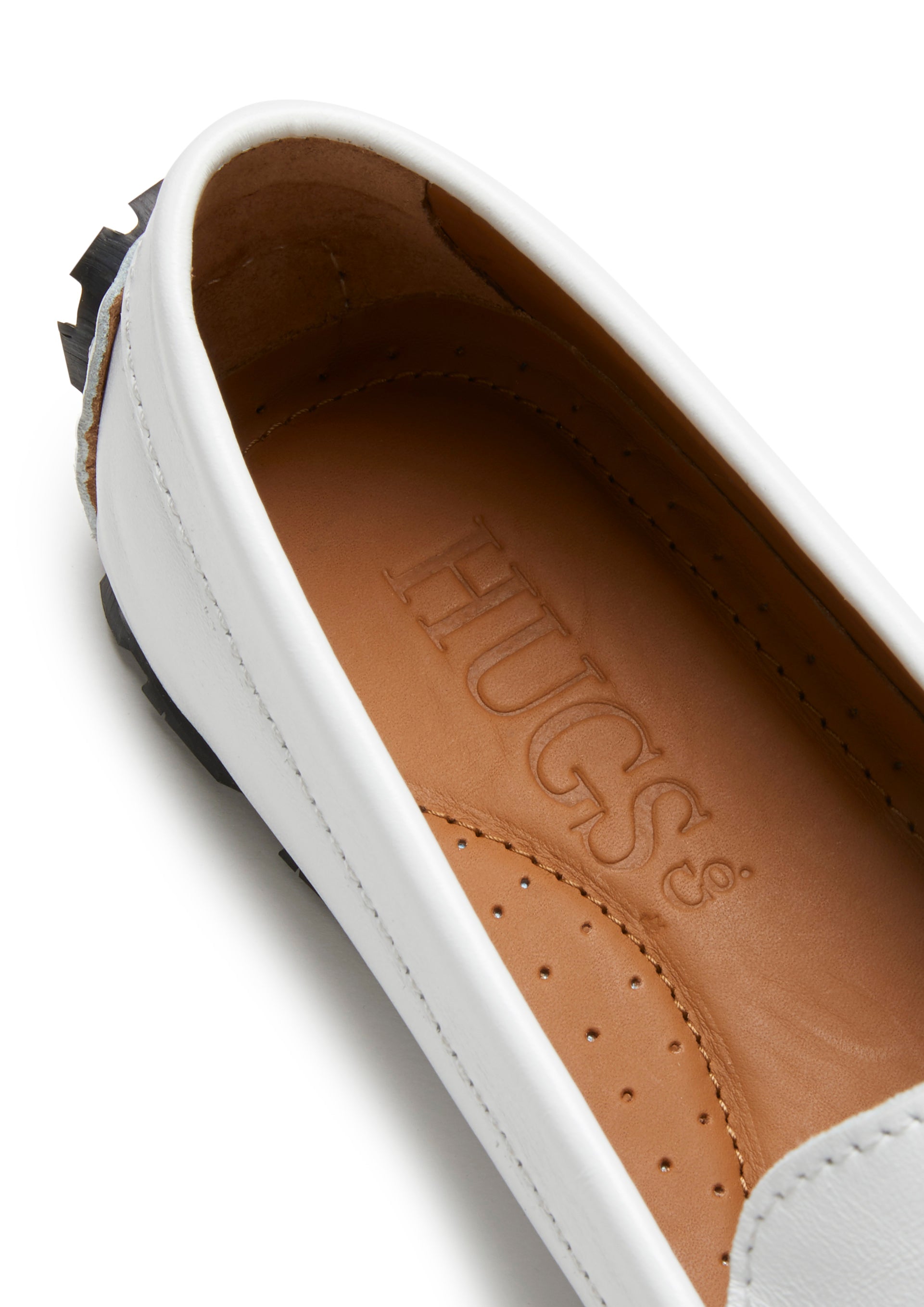 Damen Penny Loafers mit Profilsohle, weißes Leder