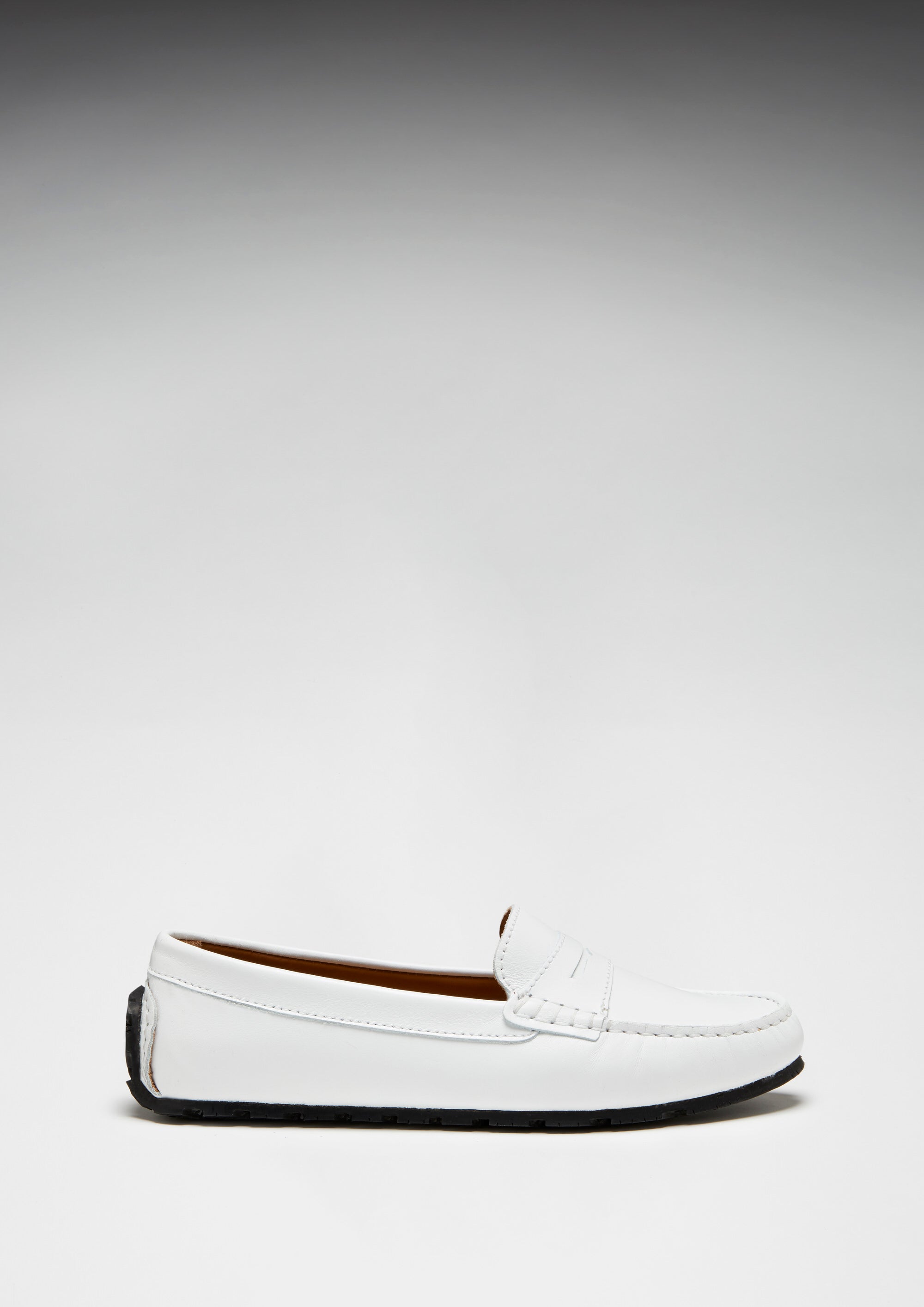 Damen Penny Loafers mit Profilsohle, weißes Leder