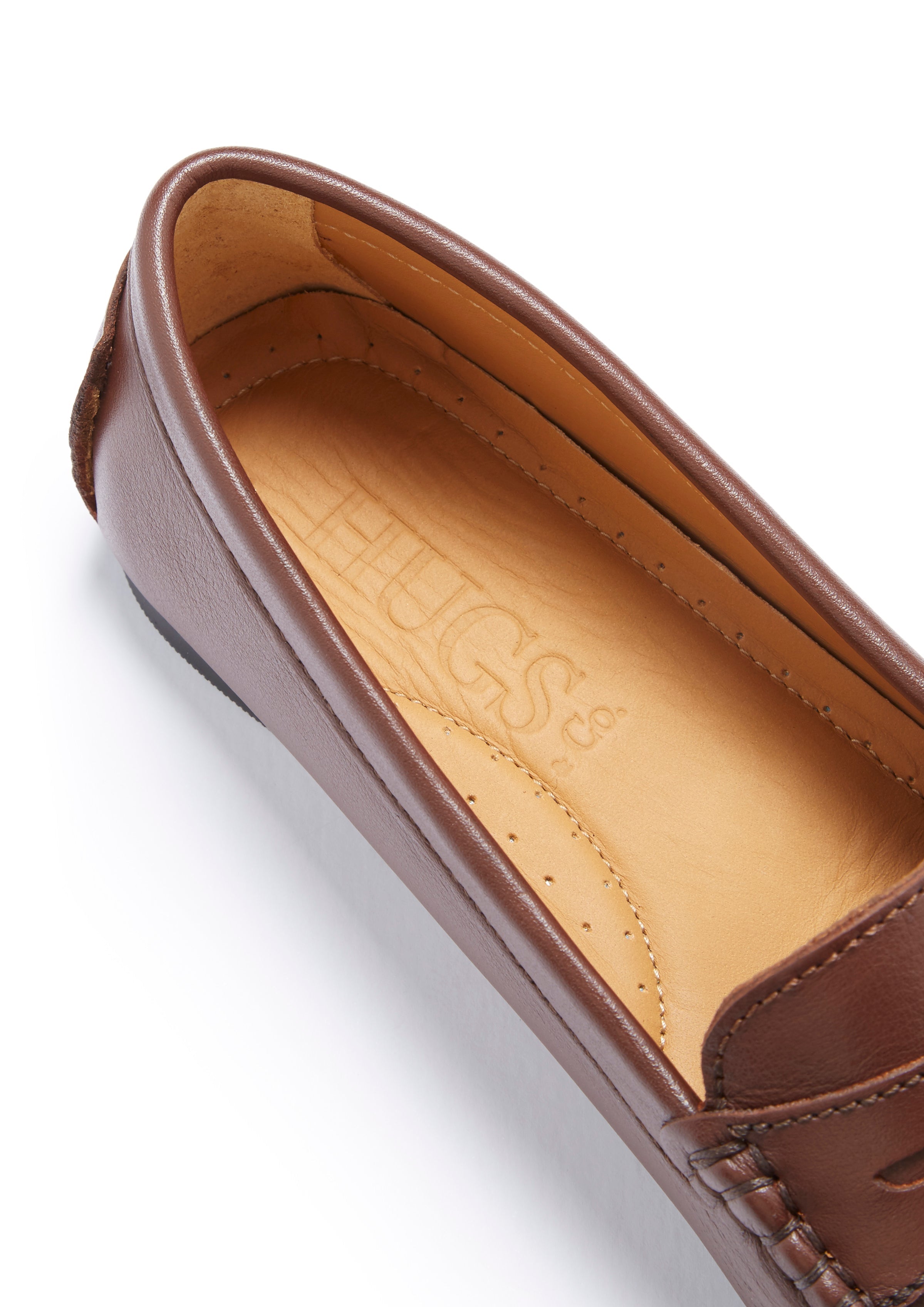 Damen-Slipper Penny Driving Loafers Vollgummi-Sohle, braunes Leder
