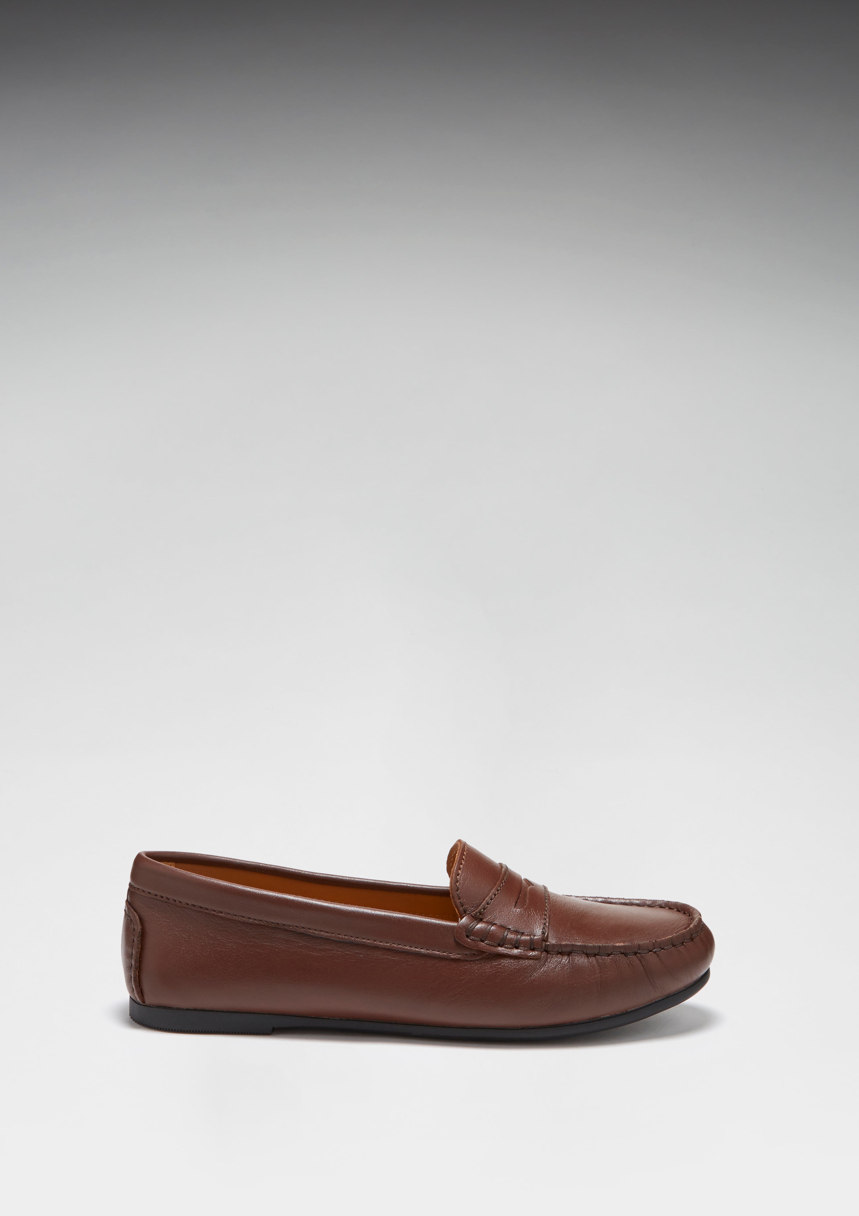 Damen-Slipper Penny Driving Loafers Vollgummi-Sohle, braunes Leder