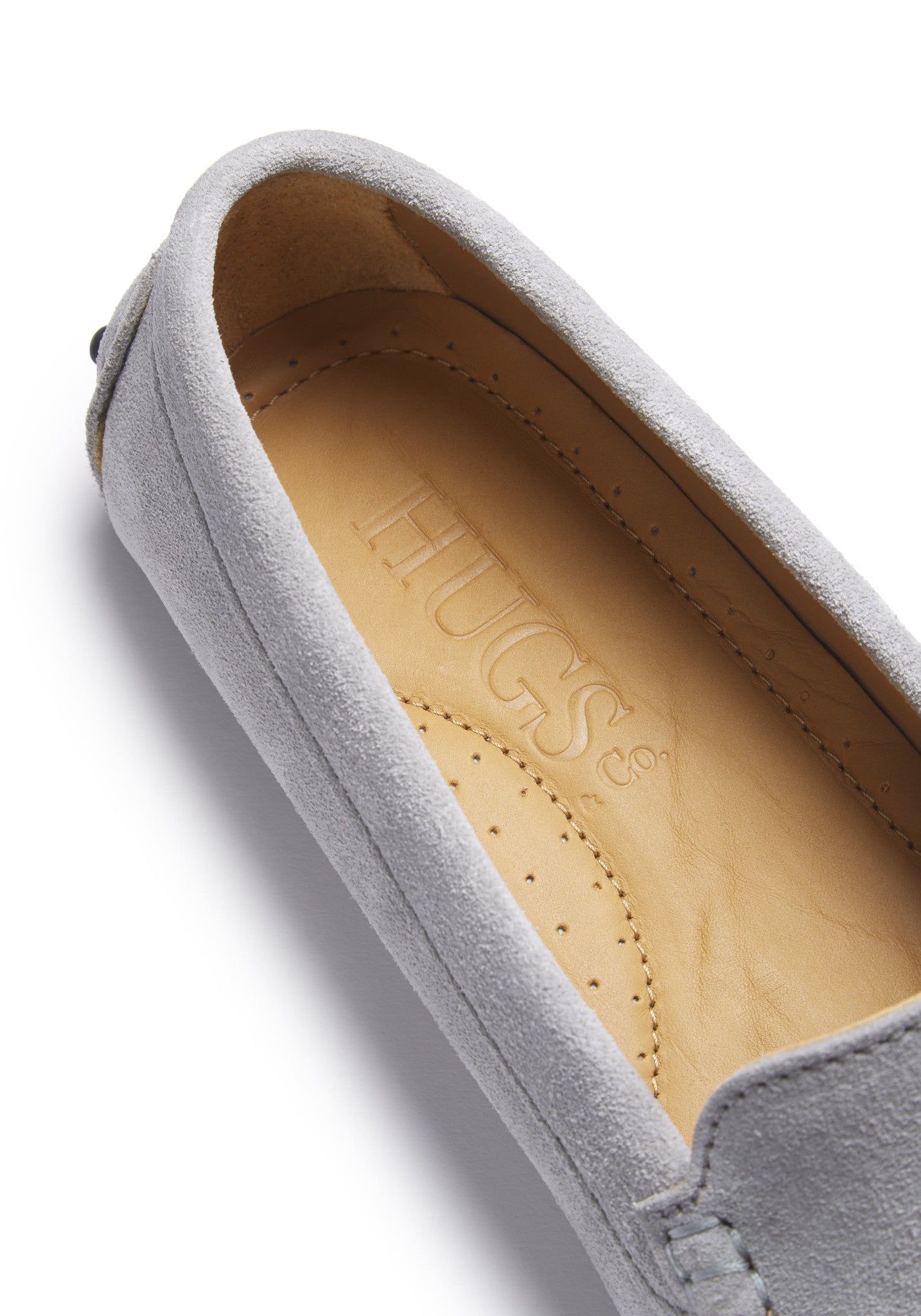 Damen-Driving-Loafer mit Quasten, taubengraues Veloursleder