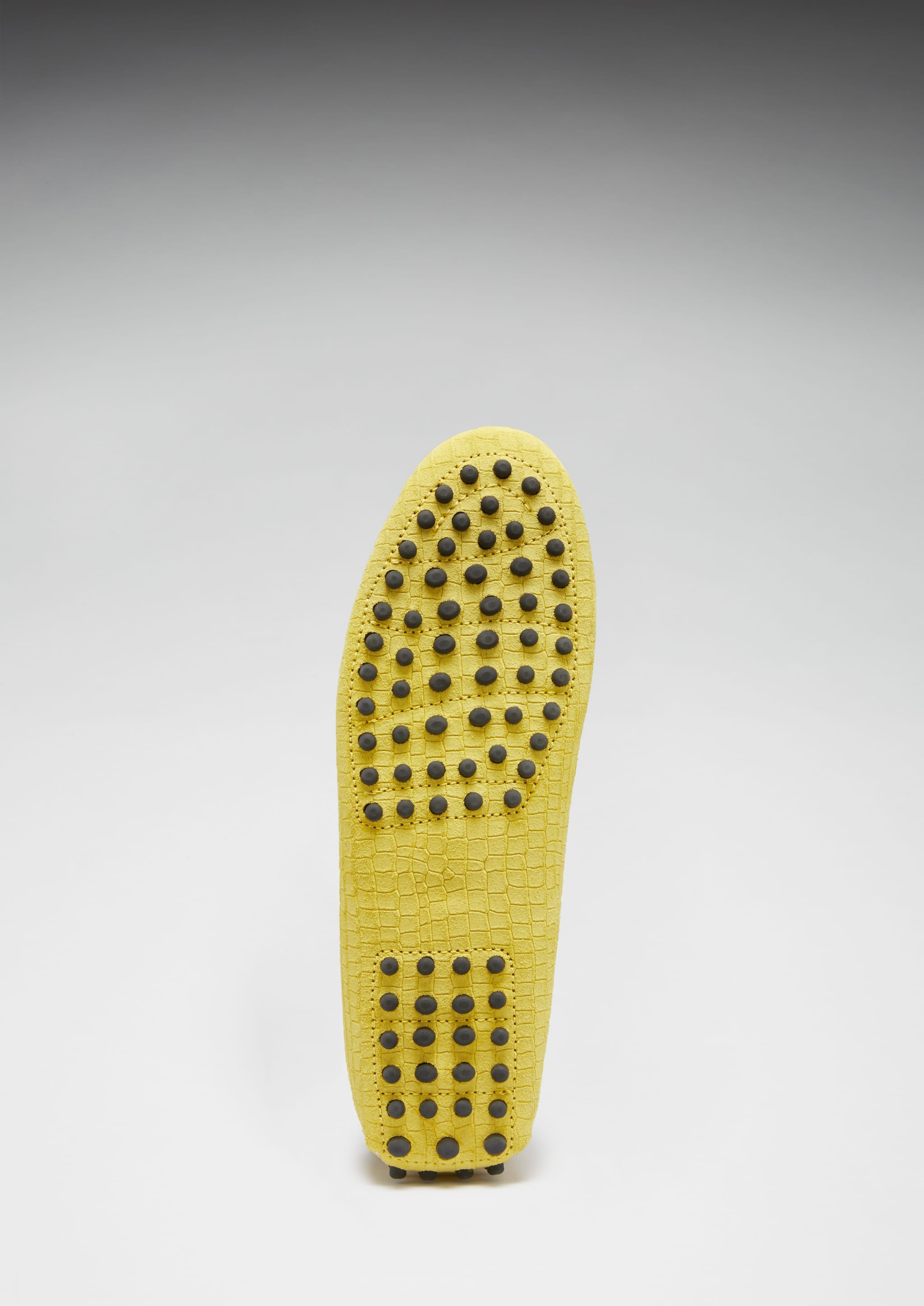 Damen-Slipper mit Quasten, gelbes geprägtes Veloursleder