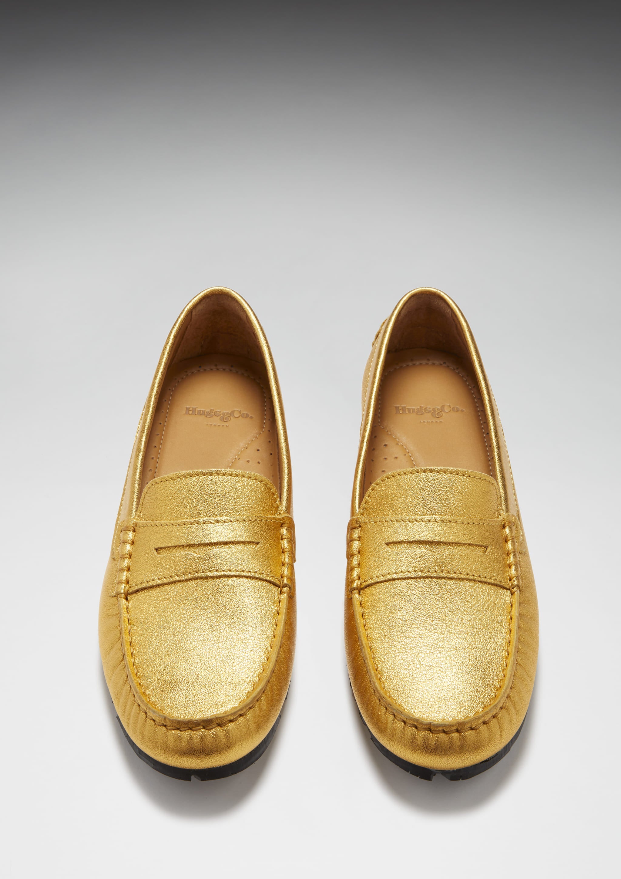 Damen Penny Loafers mit Profilsohle, gelbgoldenes Leder