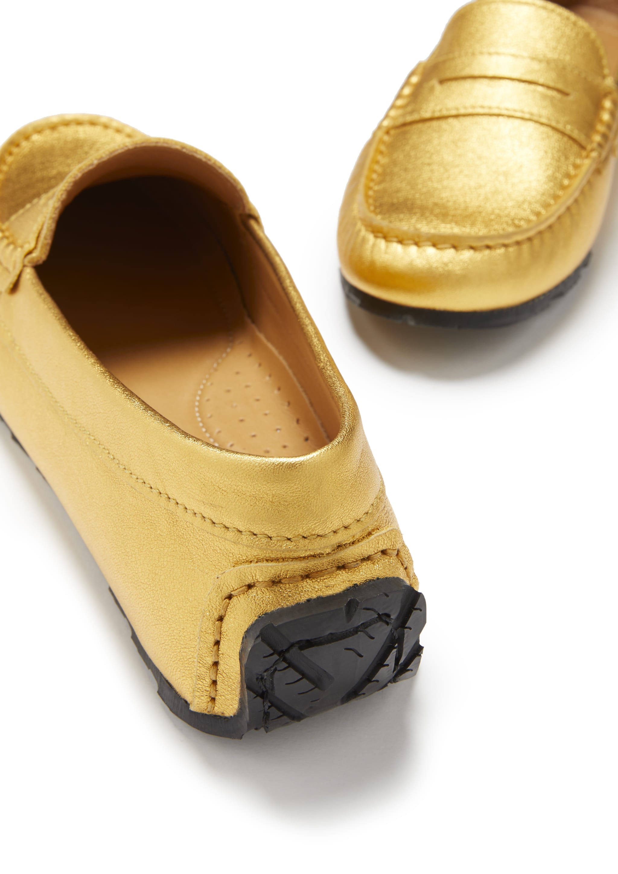 Damen Penny Loafers mit Profilsohle, gelbgoldenes Leder