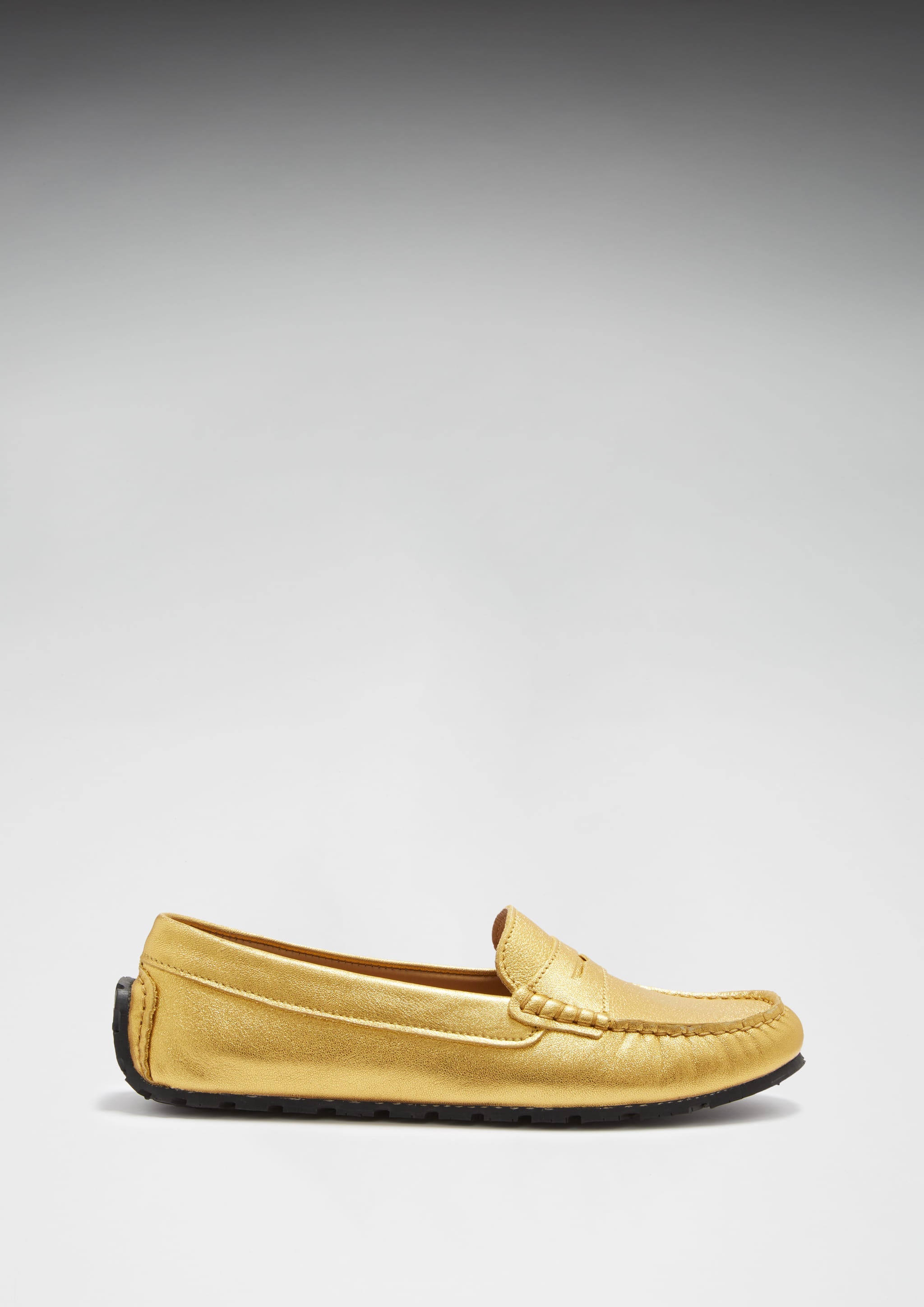 Damen Penny Loafers mit Profilsohle, gelbgoldenes Leder
