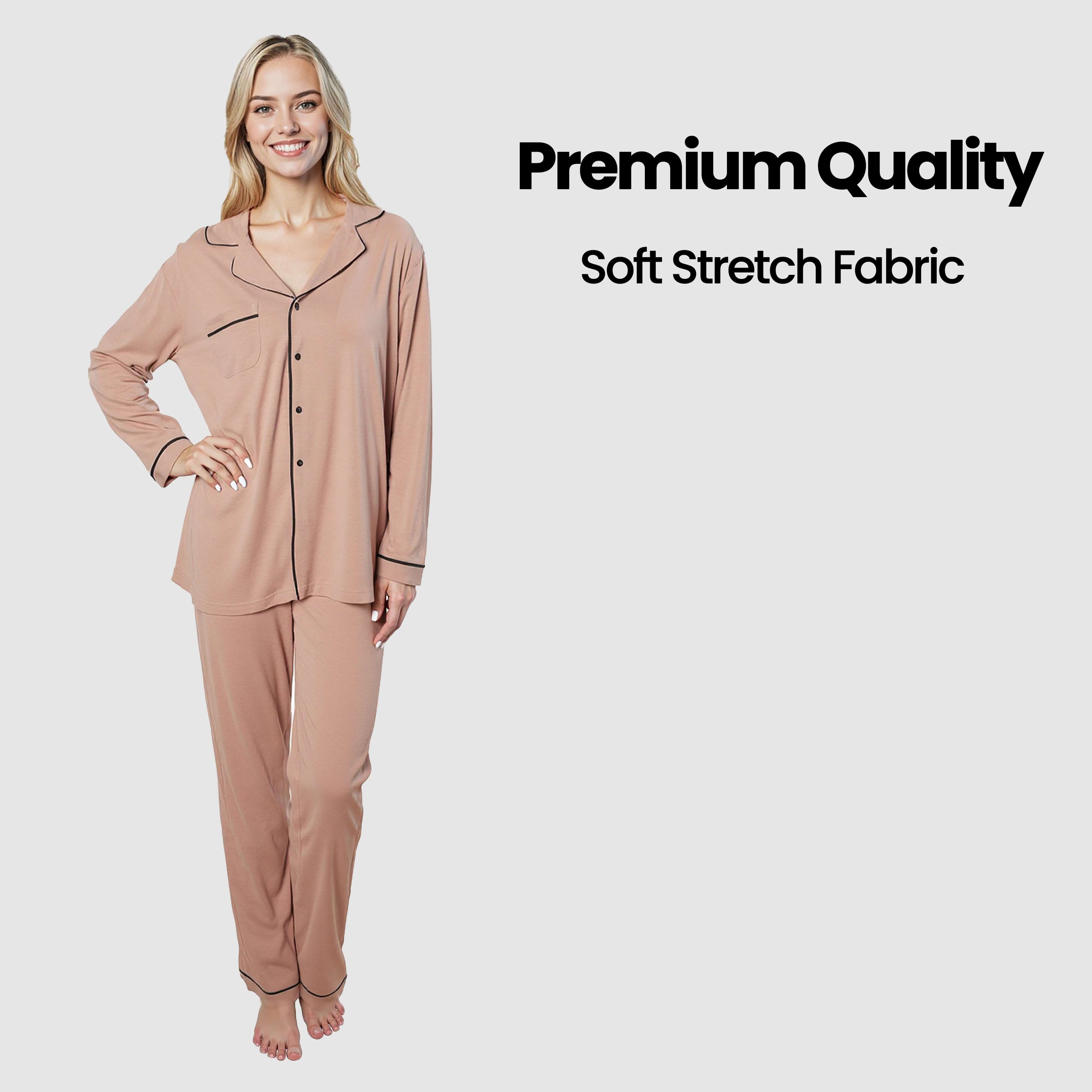 Daisy Dreamer Damen Pyjama-Set, Natur, Weicher Stoff, Langärmeliges Oberteil und Hose, Zweiteilige Nachtwäsche für angenehmen Schlaf