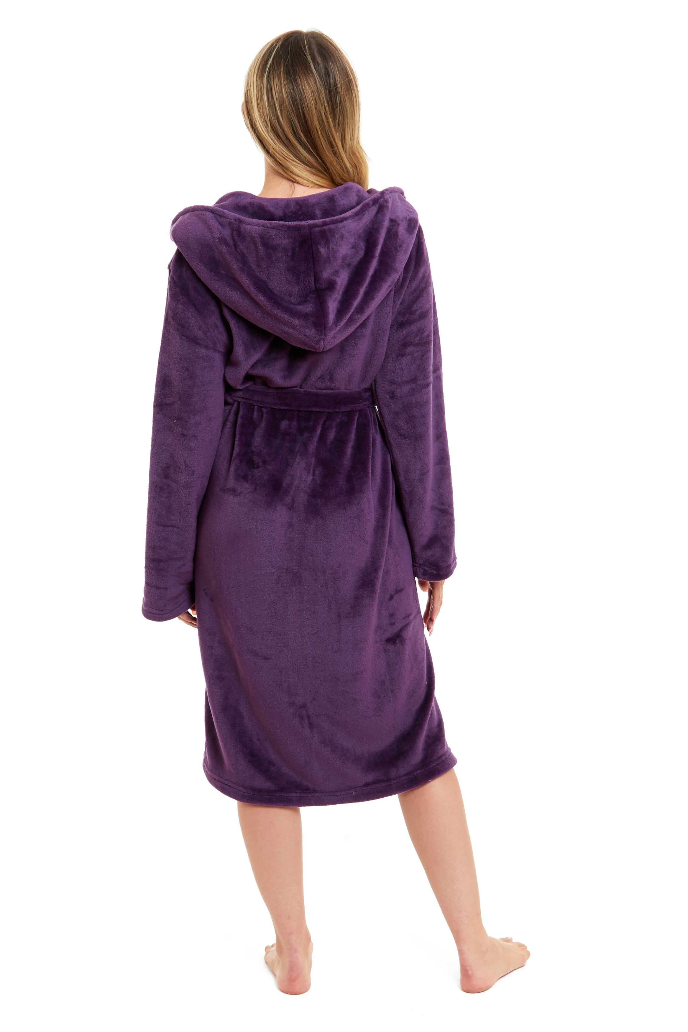 OLIVIA ROCCO Damen Kapuzen-Fleece-Bademantel Ultra-weicher Samt-Bademantel für Winter, Entspannung und Gemütlichkeit zu Hause
