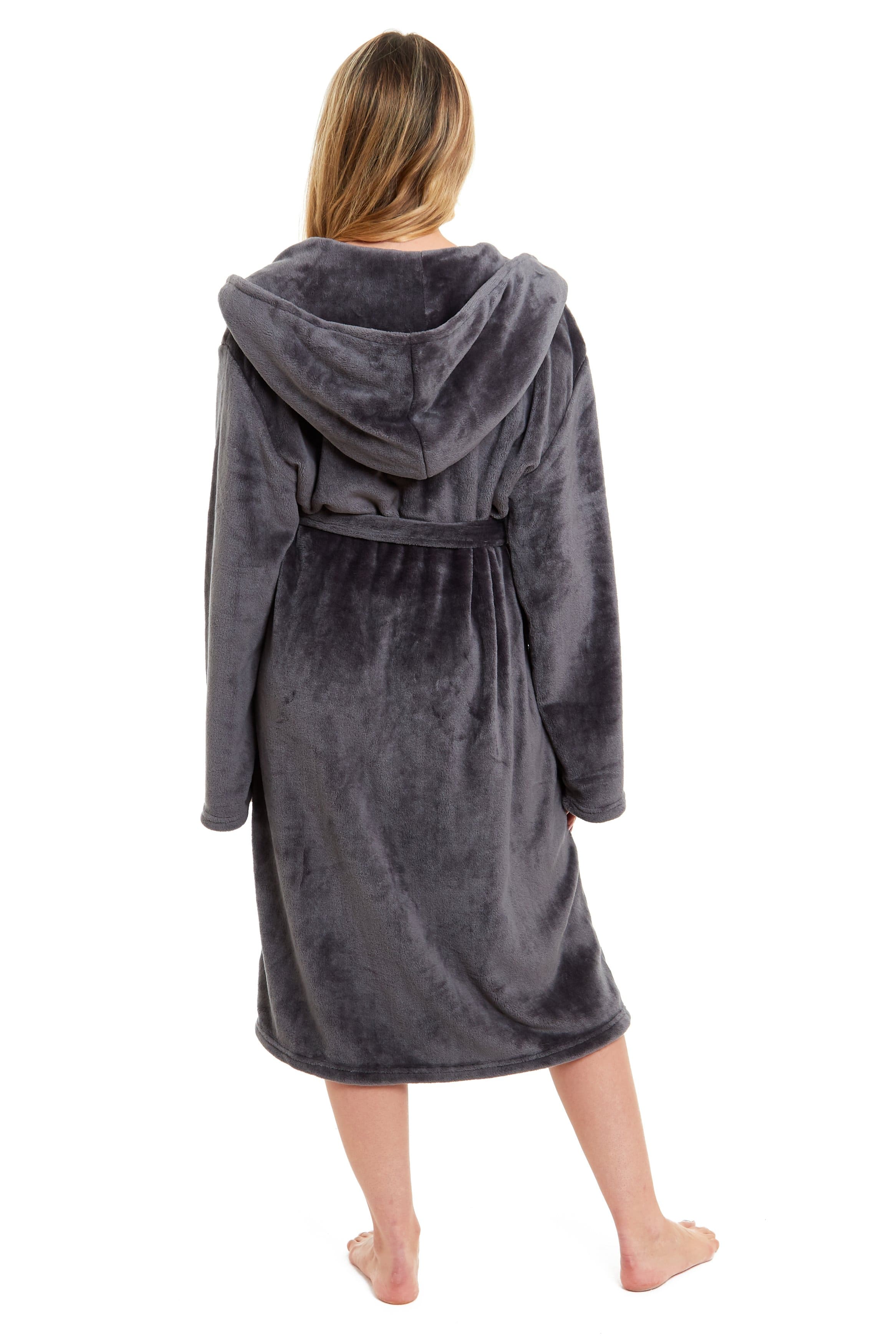 OLIVIA ROCCO Damen Kapuzen-Fleece-Bademantel Ultra-weicher Samt-Bademantel für Winter, Entspannung und Gemütlichkeit zu Hause