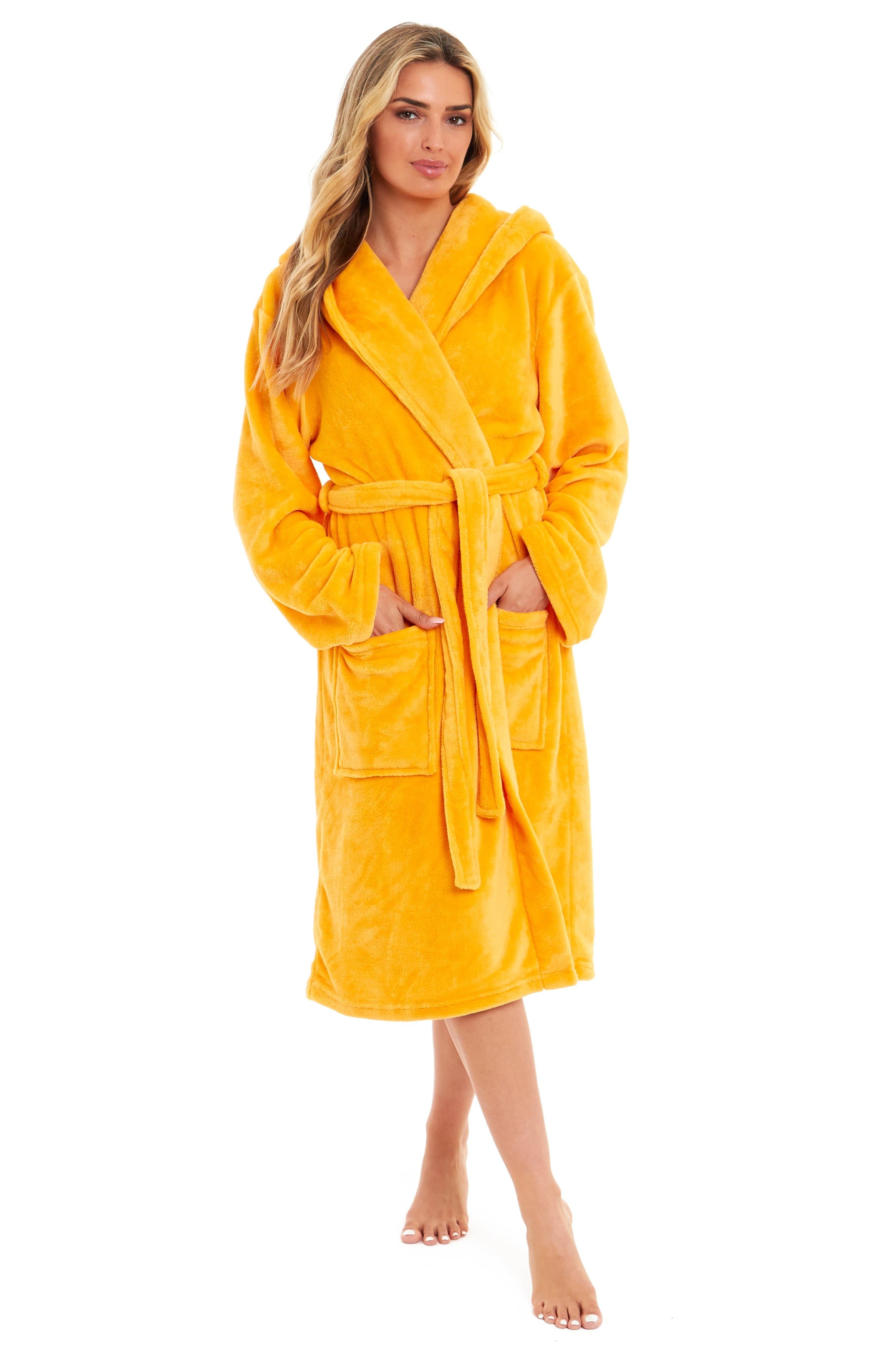 OLIVIA ROCCO Damen Kapuzen-Fleece-Bademantel Ultra-weicher Samt-Bademantel für Winter, Entspannung und Gemütlichkeit zu Hause