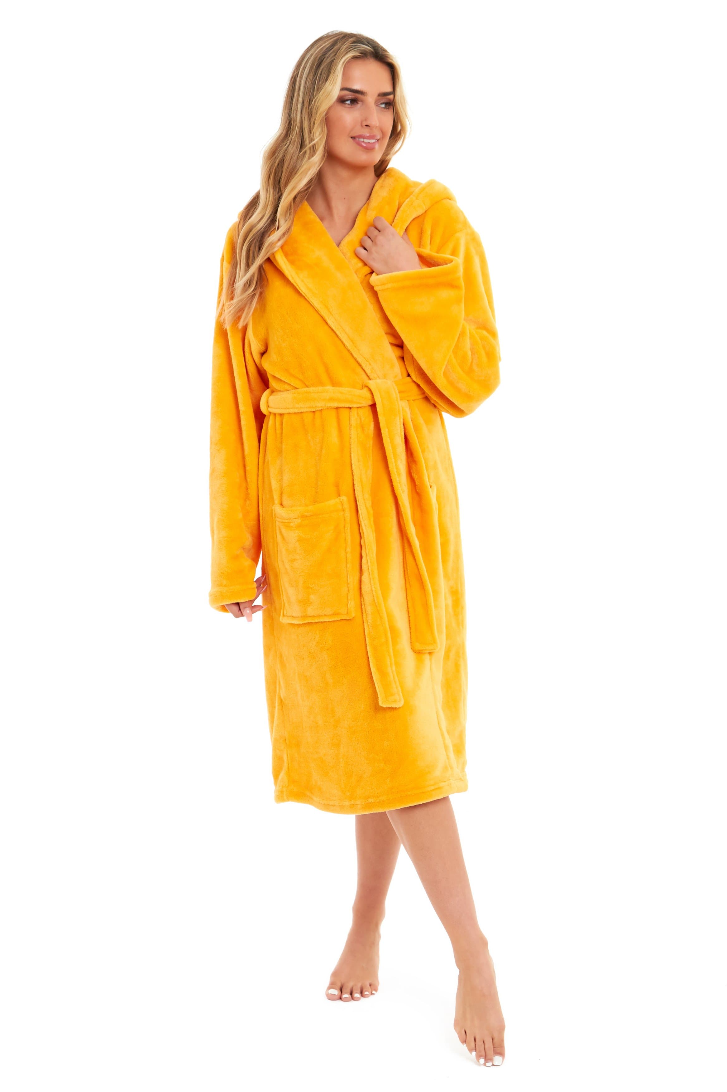 OLIVIA ROCCO Damen Kapuzen-Fleece-Bademantel Ultra-weicher Samt-Bademantel für Winter, Entspannung und Gemütlichkeit zu Hause