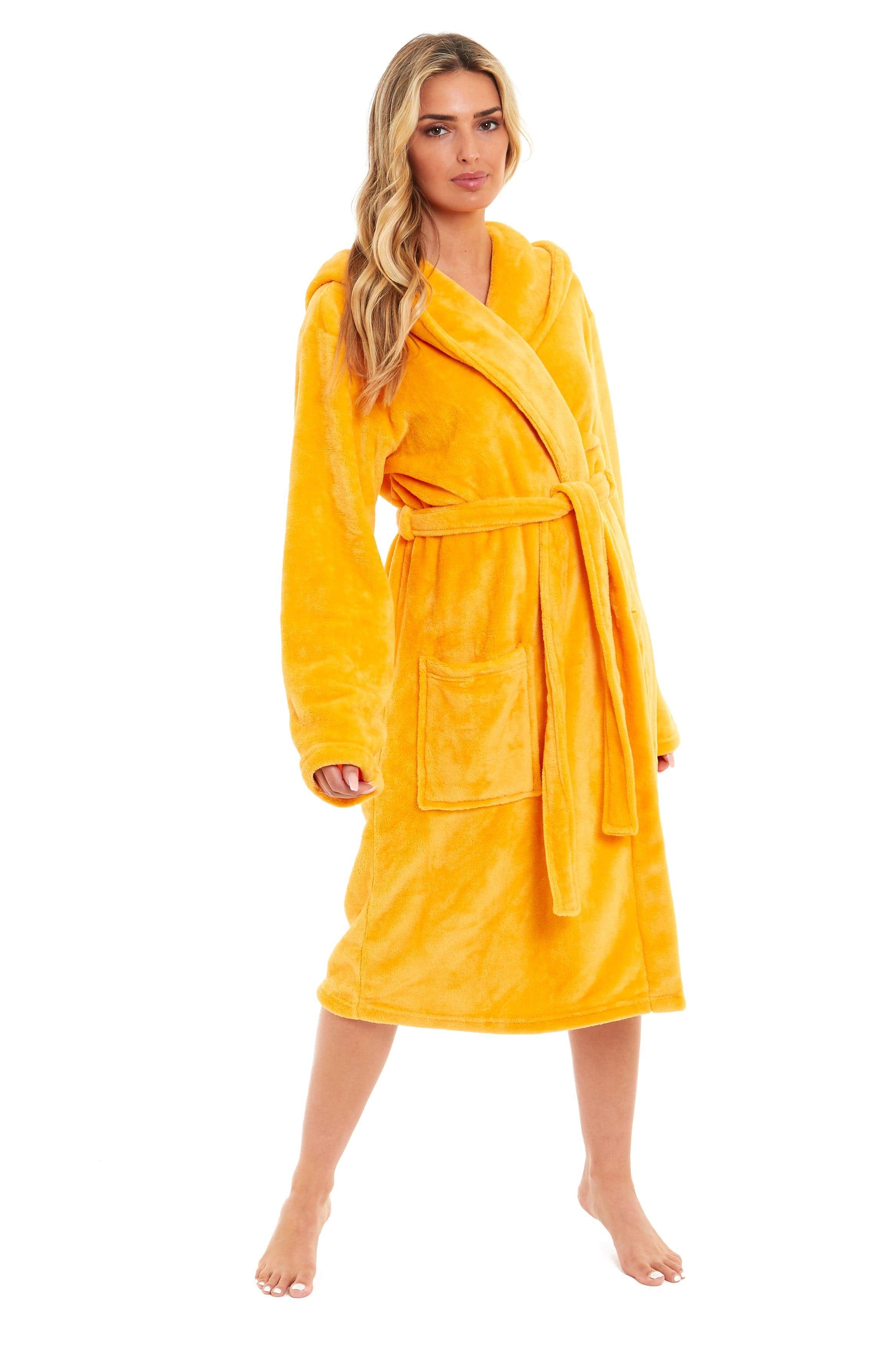 OLIVIA ROCCO Damen Kapuzen-Fleece-Bademantel Ultra-weicher Samt-Bademantel für Winter, Entspannung und Gemütlichkeit zu Hause