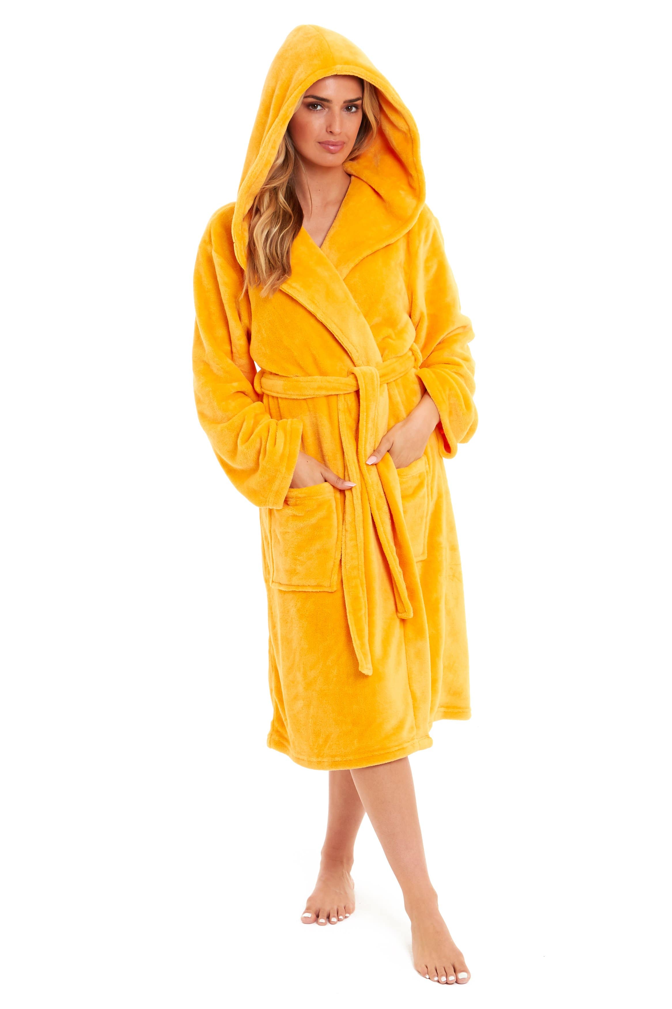 OLIVIA ROCCO Damen Kapuzen-Fleece-Bademantel Ultra-weicher Samt-Bademantel für Winter, Entspannung und Gemütlichkeit zu Hause