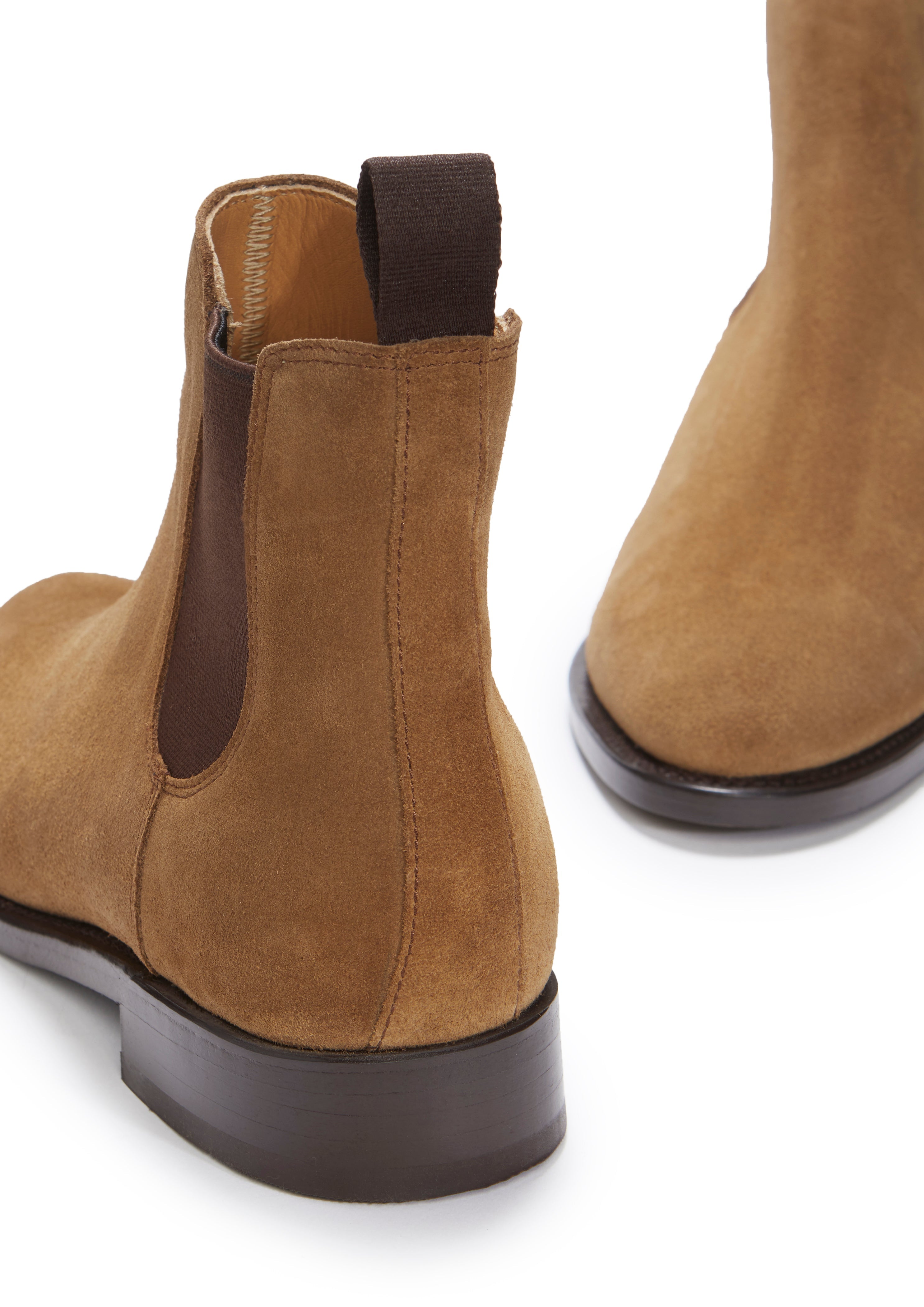 Women's Tobacco Suede Chelsea Boots, Welted Leather Sole