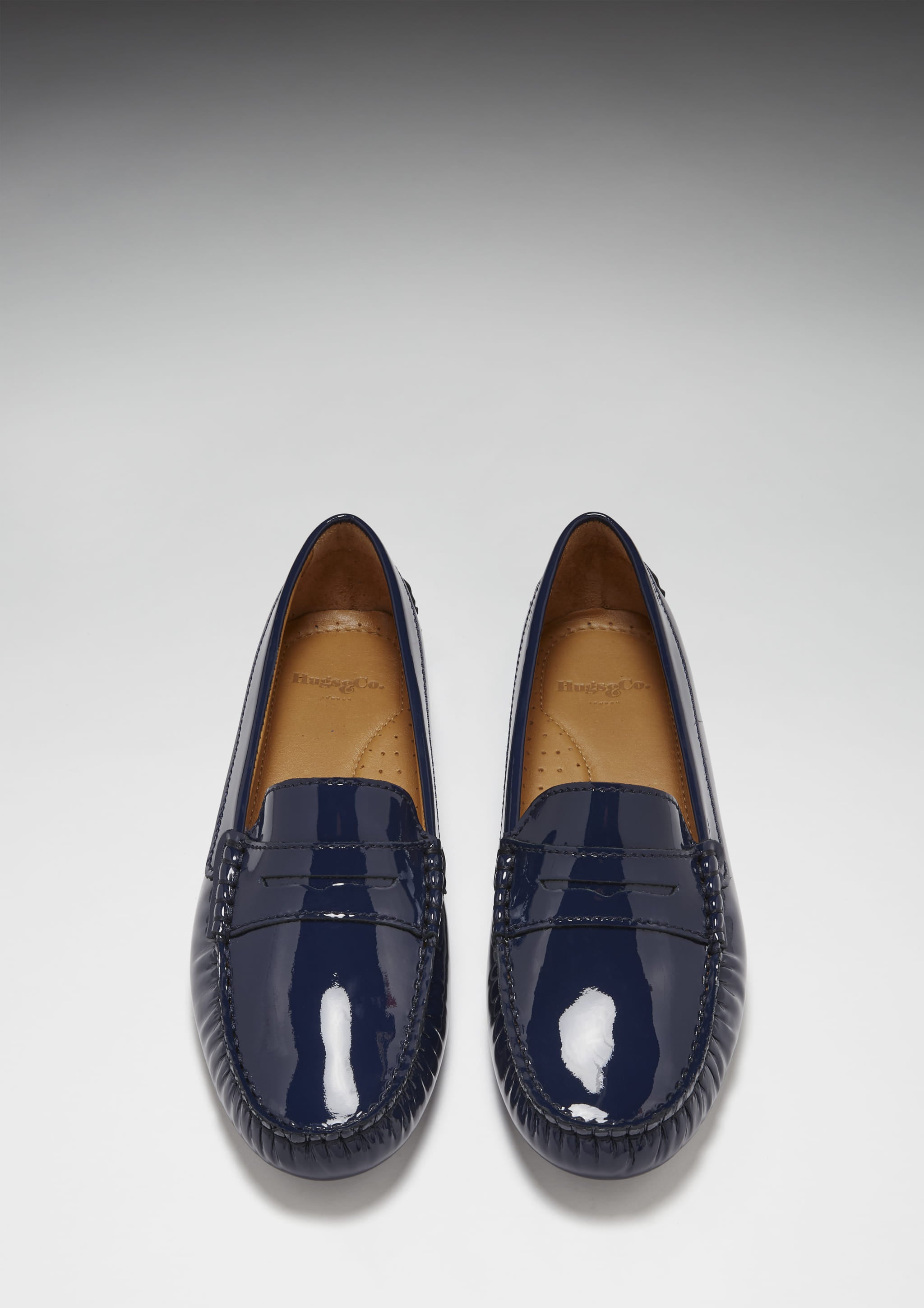 Damen-Slipper Penny Loafer, Lackleder Marineblau