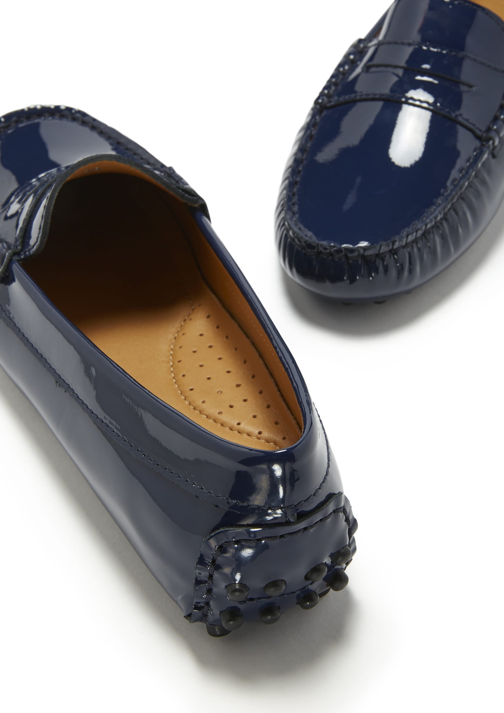 Damen-Slipper Penny Loafer, Lackleder Marineblau