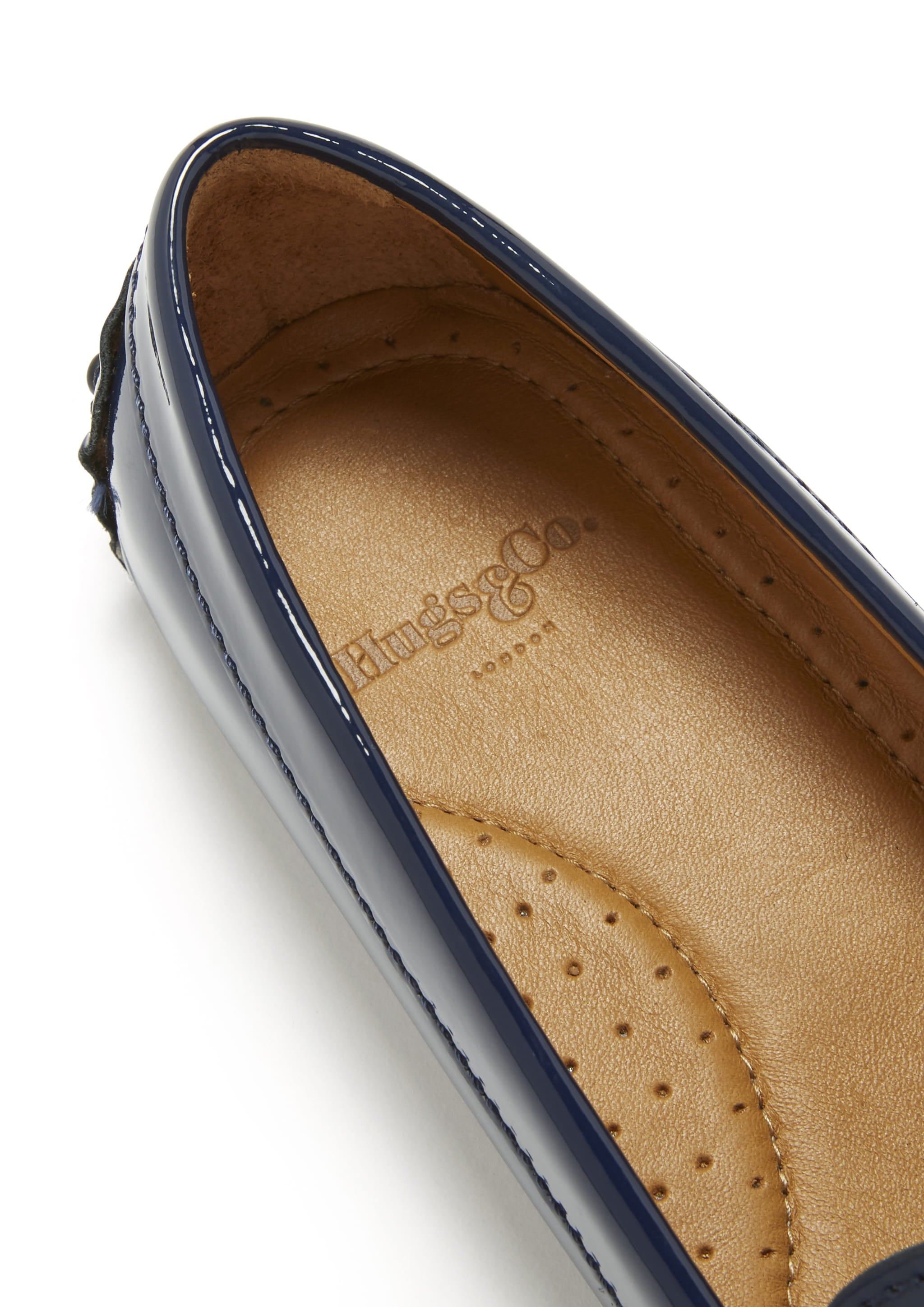 Damen-Slipper Penny Loafer, Lackleder Marineblau