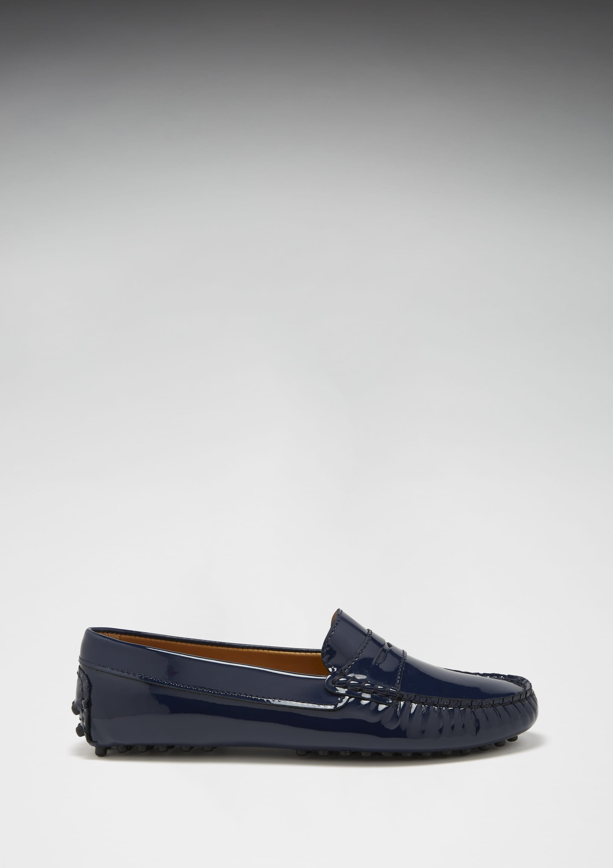 Damen-Slipper Penny Loafer, Lackleder Marineblau