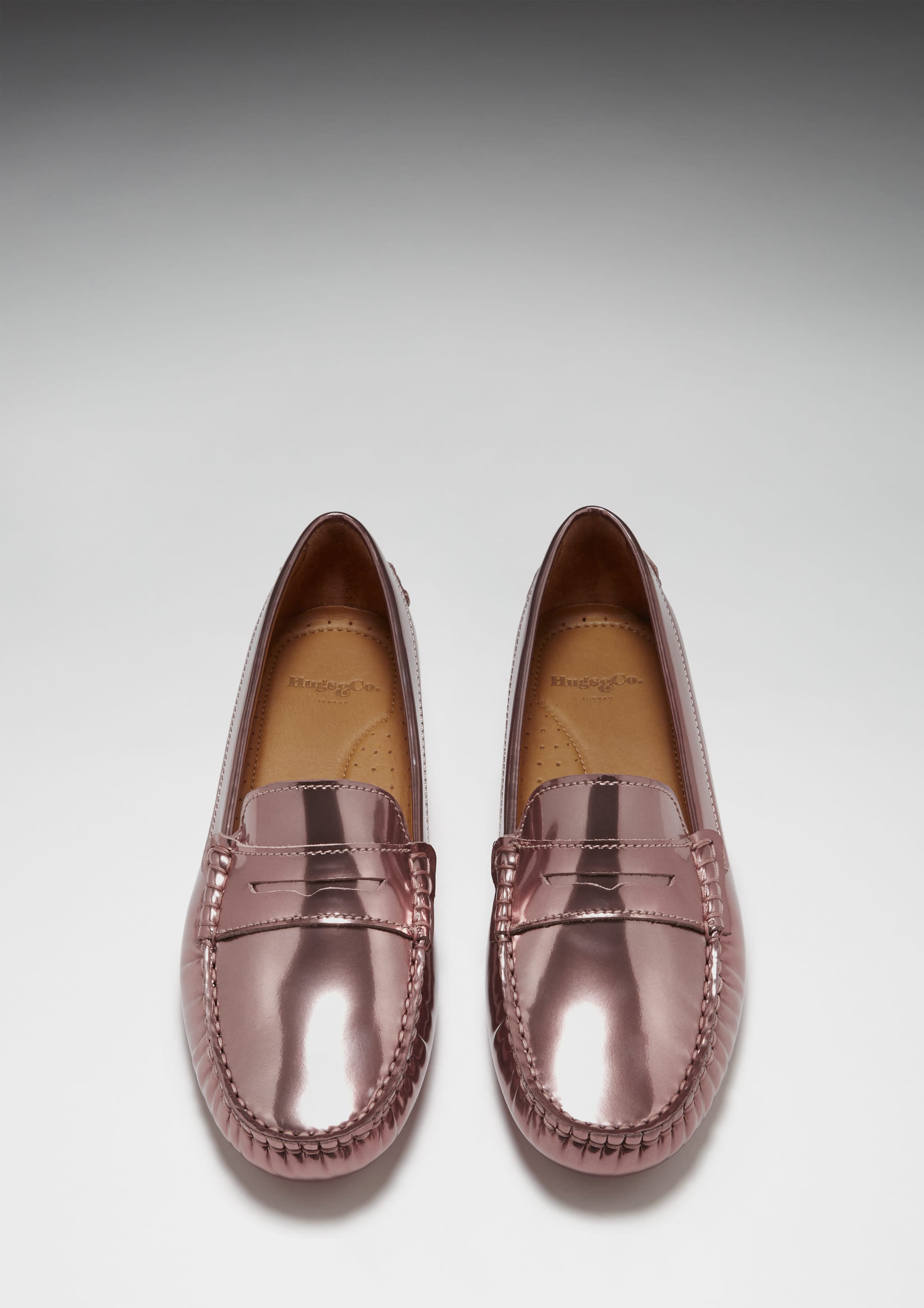 Damen Penny Slipper, Roségold Lackleder