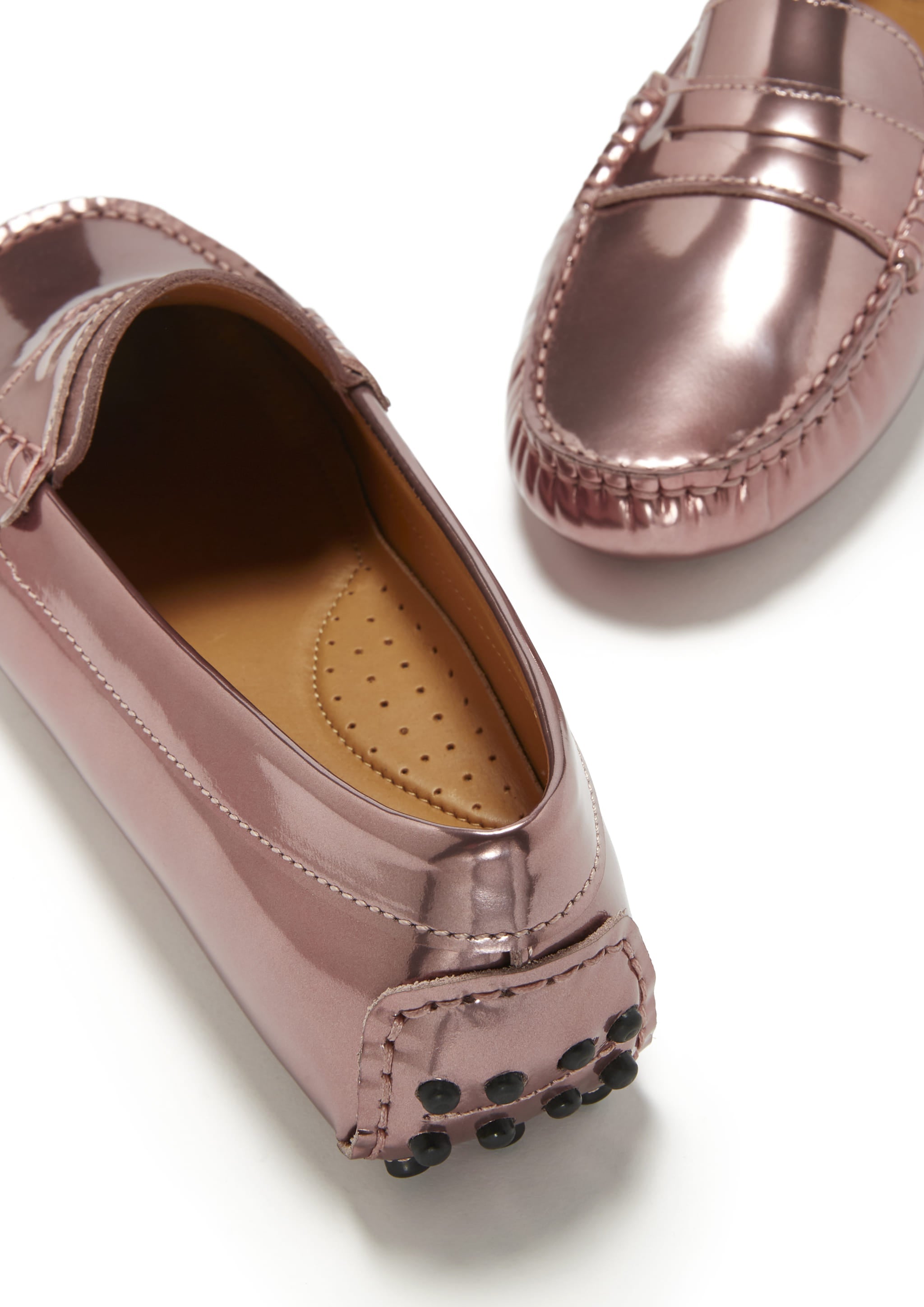 Damen Penny Slipper, Roségold Lackleder