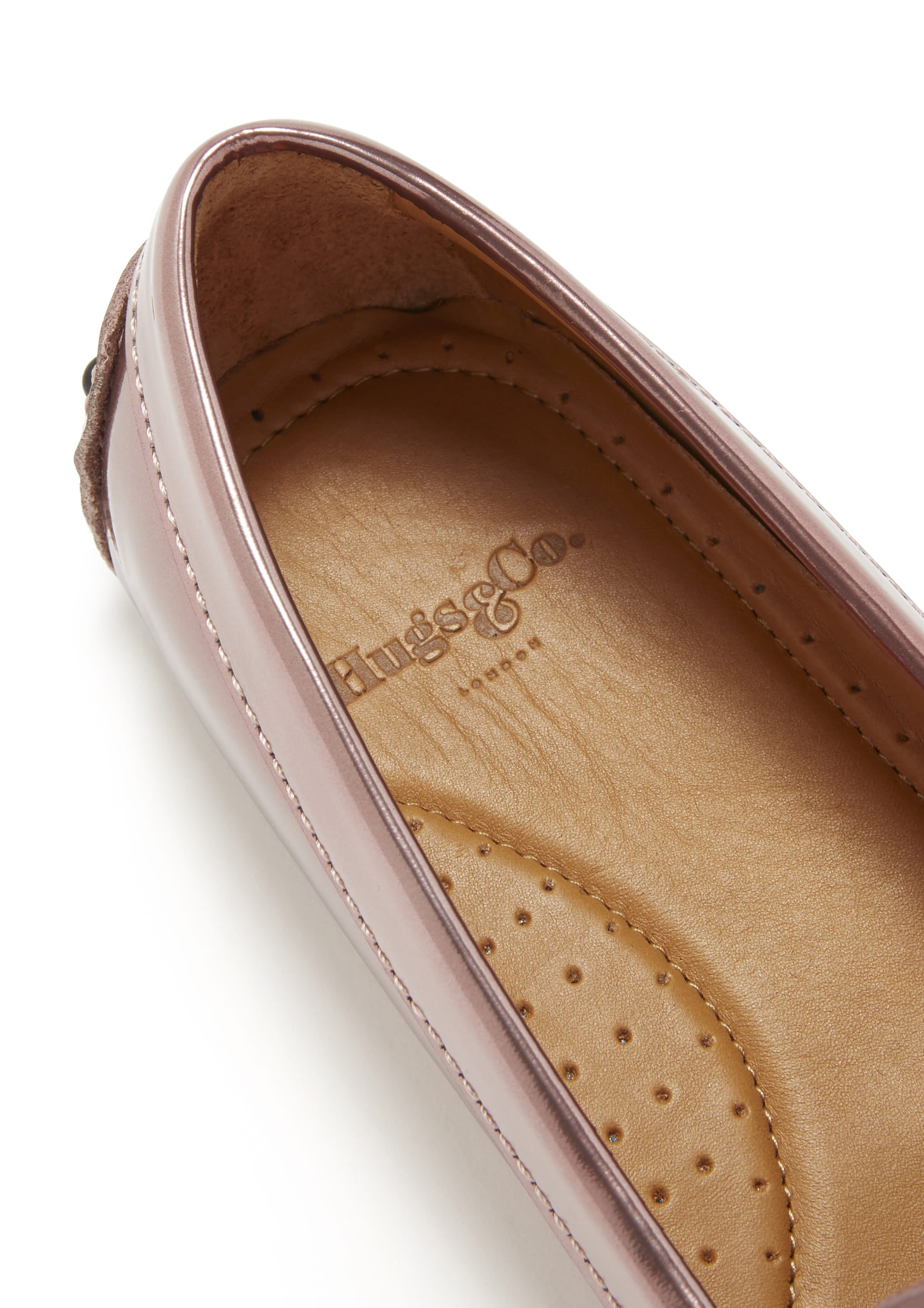 Damen Penny Slipper, Roségold Lackleder