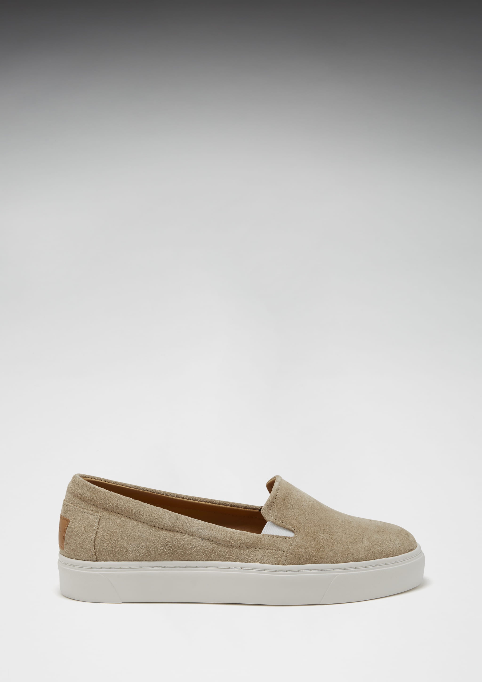 Slip-On Sneaker für Damen, taupefarbenes Wildleder